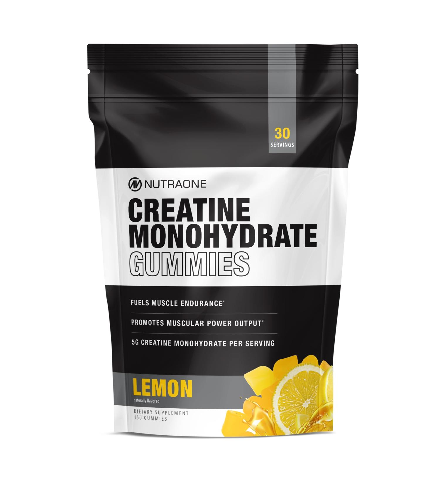 Creatine Monohydrate Gummies by NutraOne Pre- and Post Workout Recovery Fuel Muscular Performance Increase Endurance Support Muscle Recovery (Lemon - 30 Servings) - Buy Online on GoSupps.com