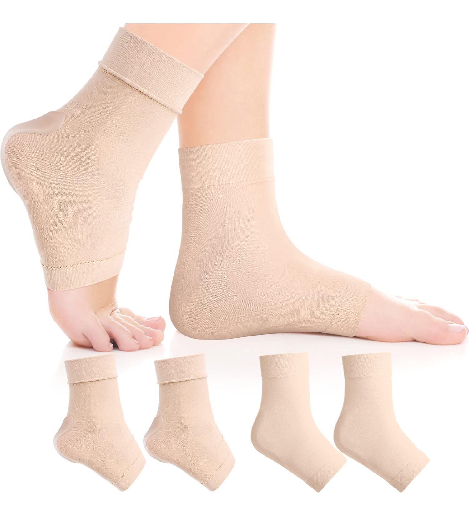 Eurzom 2 Pairs Heel Gel Sleeve for Achilles Tendonitis & Plantar Fasciitis - Light Brown - Buy Online on GoSupps.com