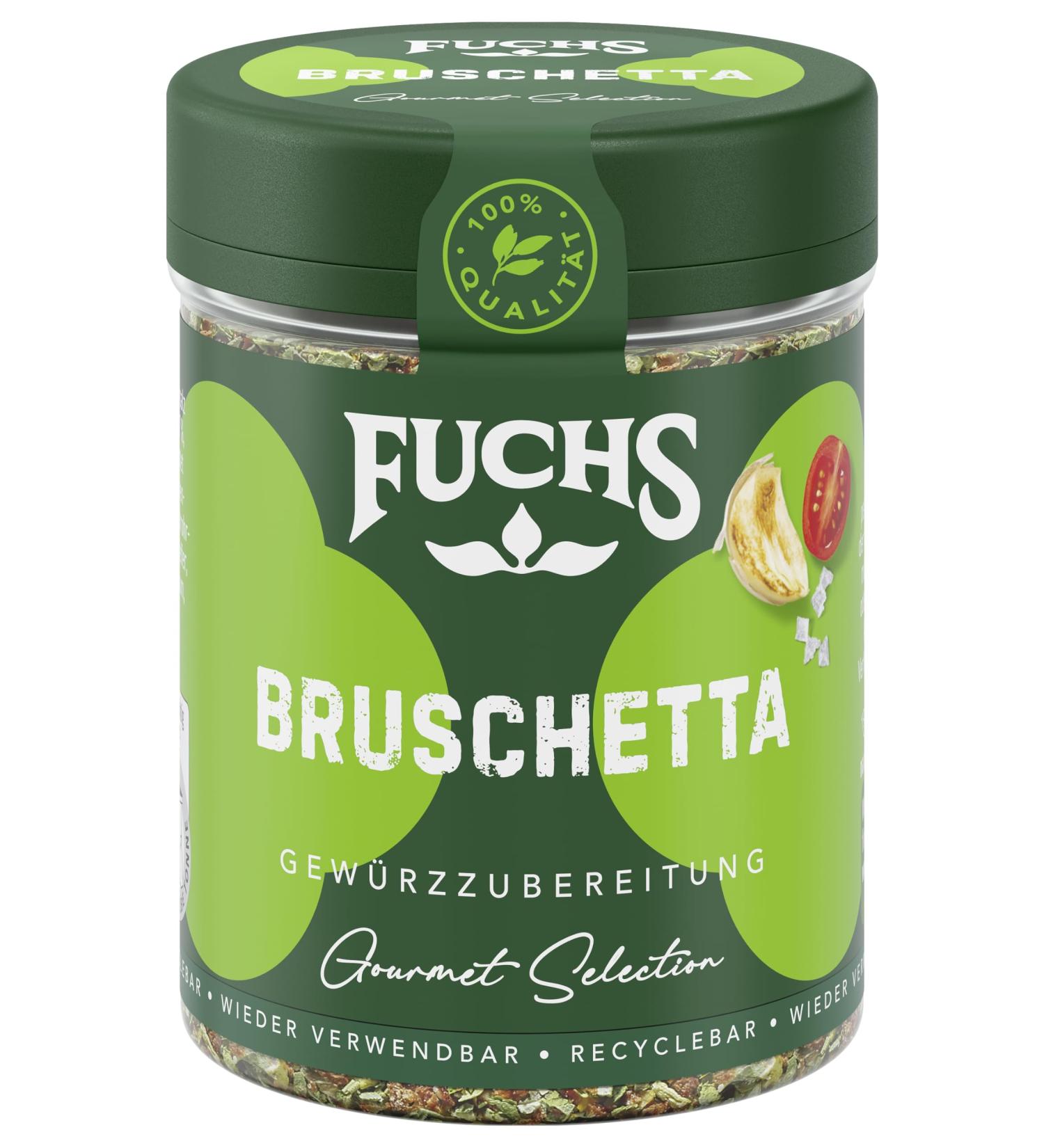 Fuchs Gourmet Bruschetta Spice Mix 50g - Vegan Herb Blend for Delicious Bruschetta & Dressings - Refillable Mediterranean Flavor - Buy Online on GoSupps.com