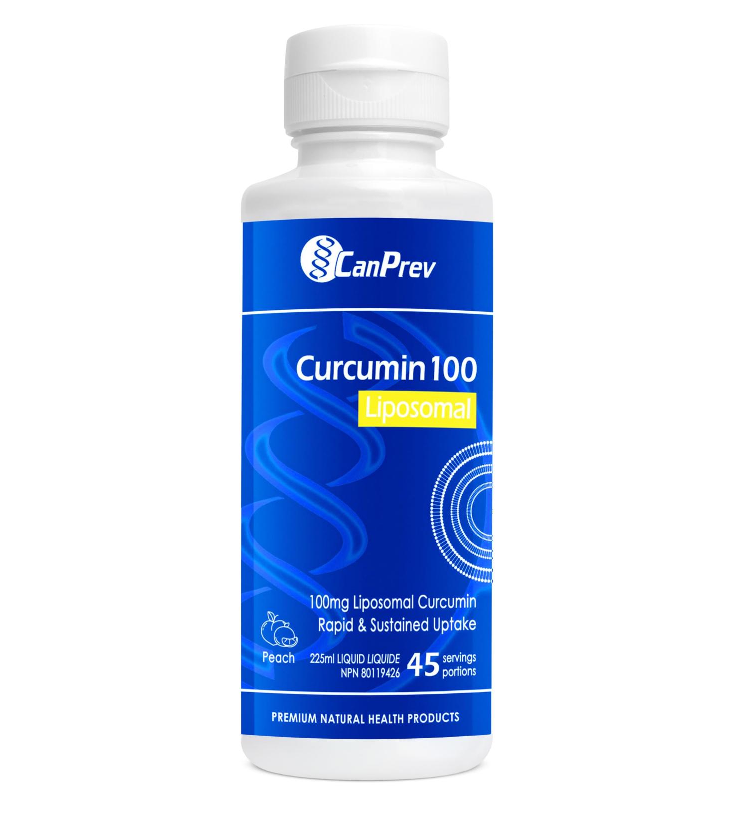 CanPrev - Curcumin 100 Liposomal 225ml Liquid - Provides Antioxidants - Rapid and Sustained Uptake - Peach Flavour - Buy Online on GoSupps.com