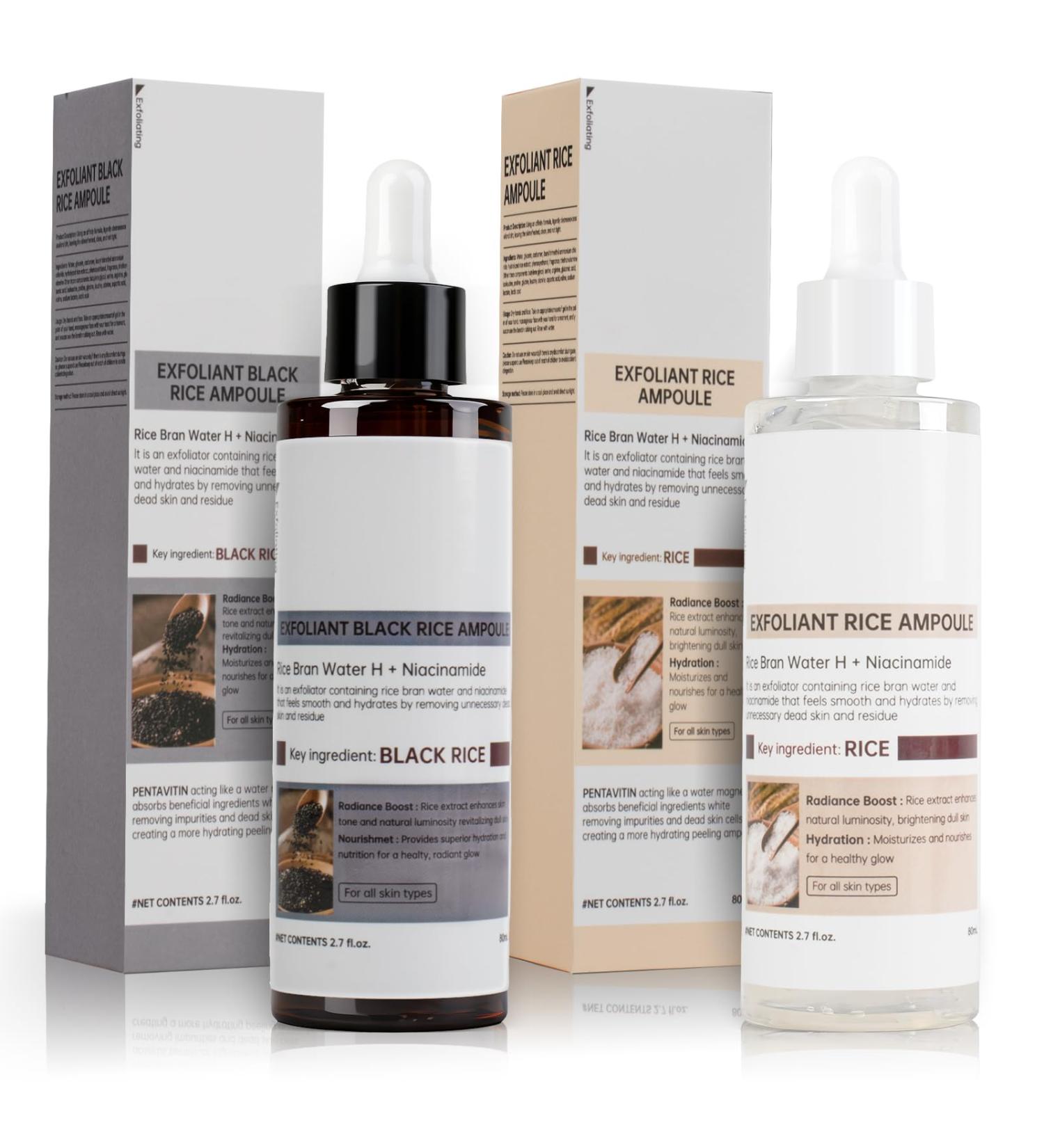 2 PCS Peel Shot Glow Rice Ampoule Duo Black Rice Exfoliant&White Rice Exfoliant Gentle Facial Body Exfoliant for All Skin Types Rice Peeling Shot to Brighten Smooth Rice Exfoliant 2.7 Fl oz/80ml each - Buy Online on GoSupps.com