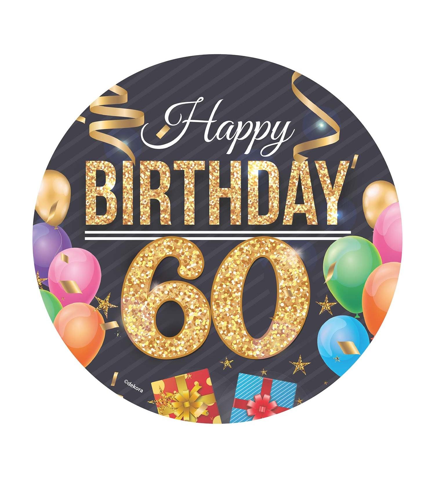 Dekora Happy 60 Birthday Wafer Disc for Cake Edible Cake Topper for Birthday Cake Round 20 CM - Buy Online on GoSupps.com