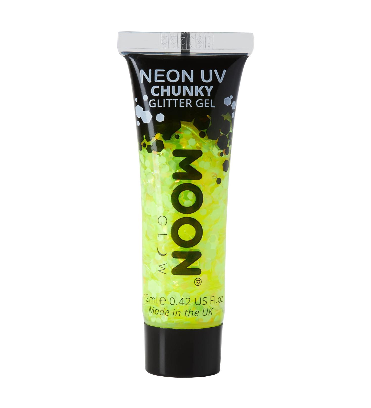 Neon UV Yellow Chunky Glitter Gel - 12ml | Face & Body Glitter - Buy Online on GoSupps.com