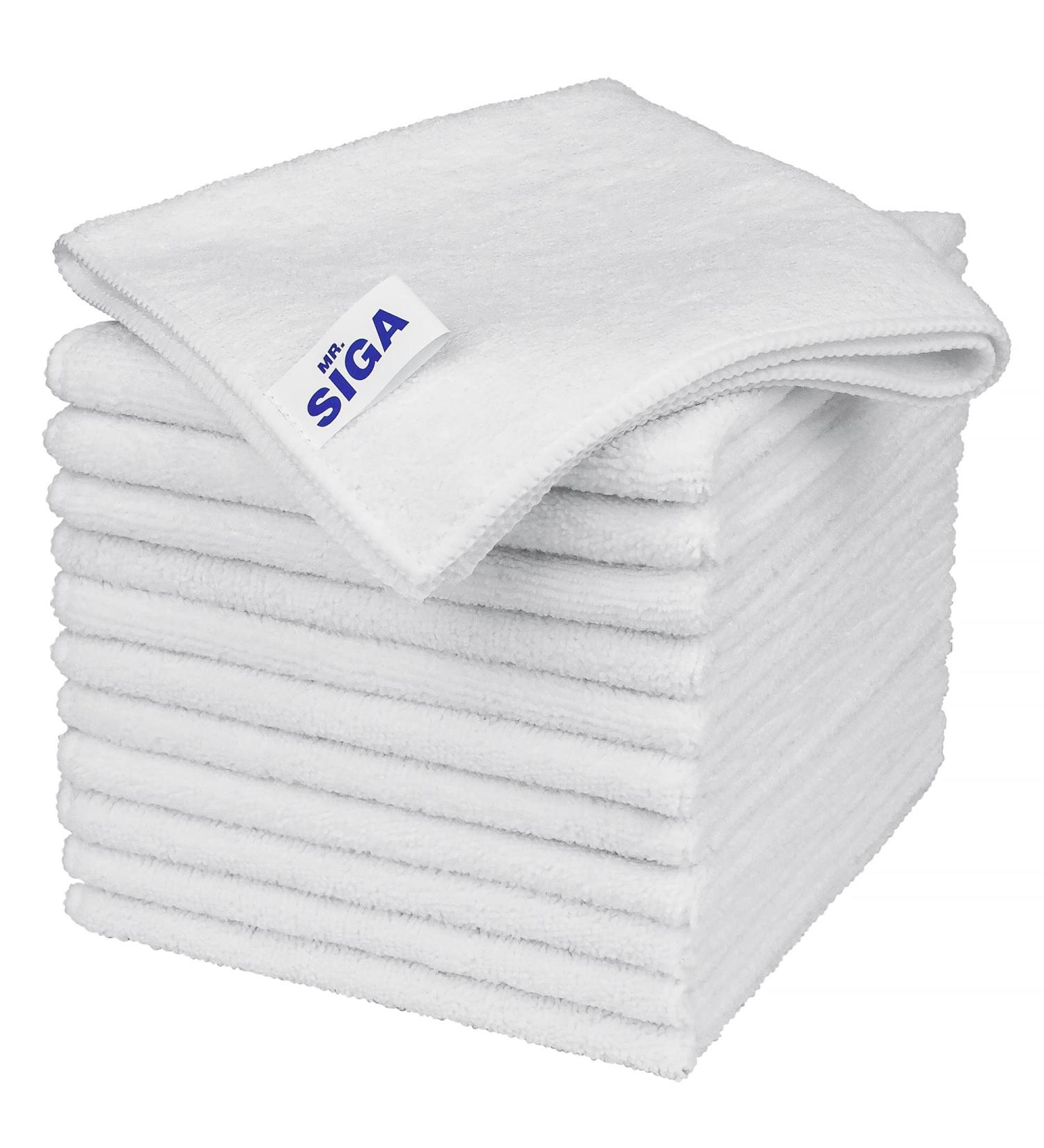 MR.SIGA Microfiber Cleaning Cloth - Pack of 12, Streak Free All-Purpose Towels, White, 32x32 cm - Buy Online on GoSupps.com