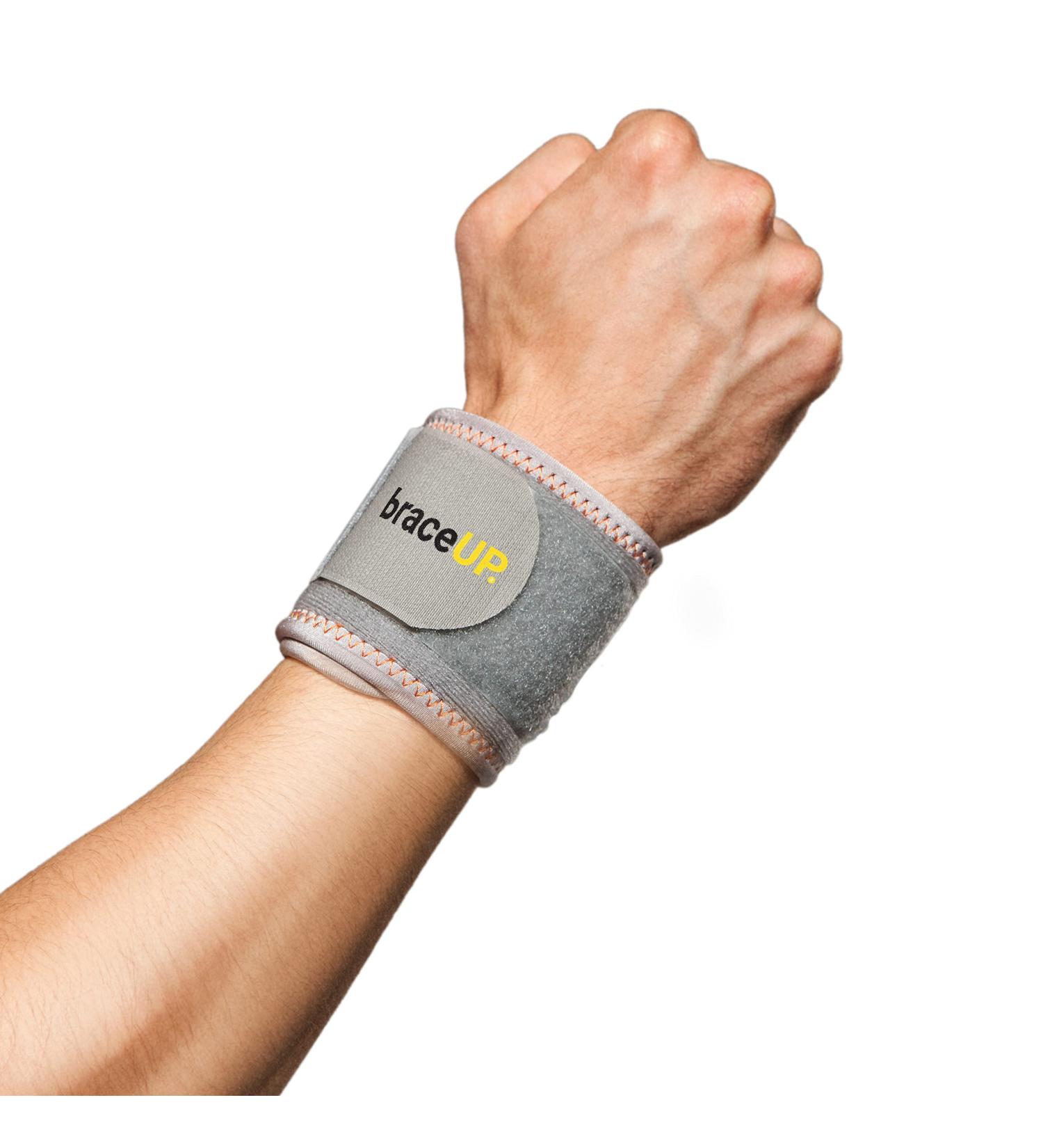 Braceup Adjustable Compression Tie for Wrist Ligaments | Tendon Inflammation Relief for Tennis & Gym Training - Silver - Buy Online on GoSupps.com