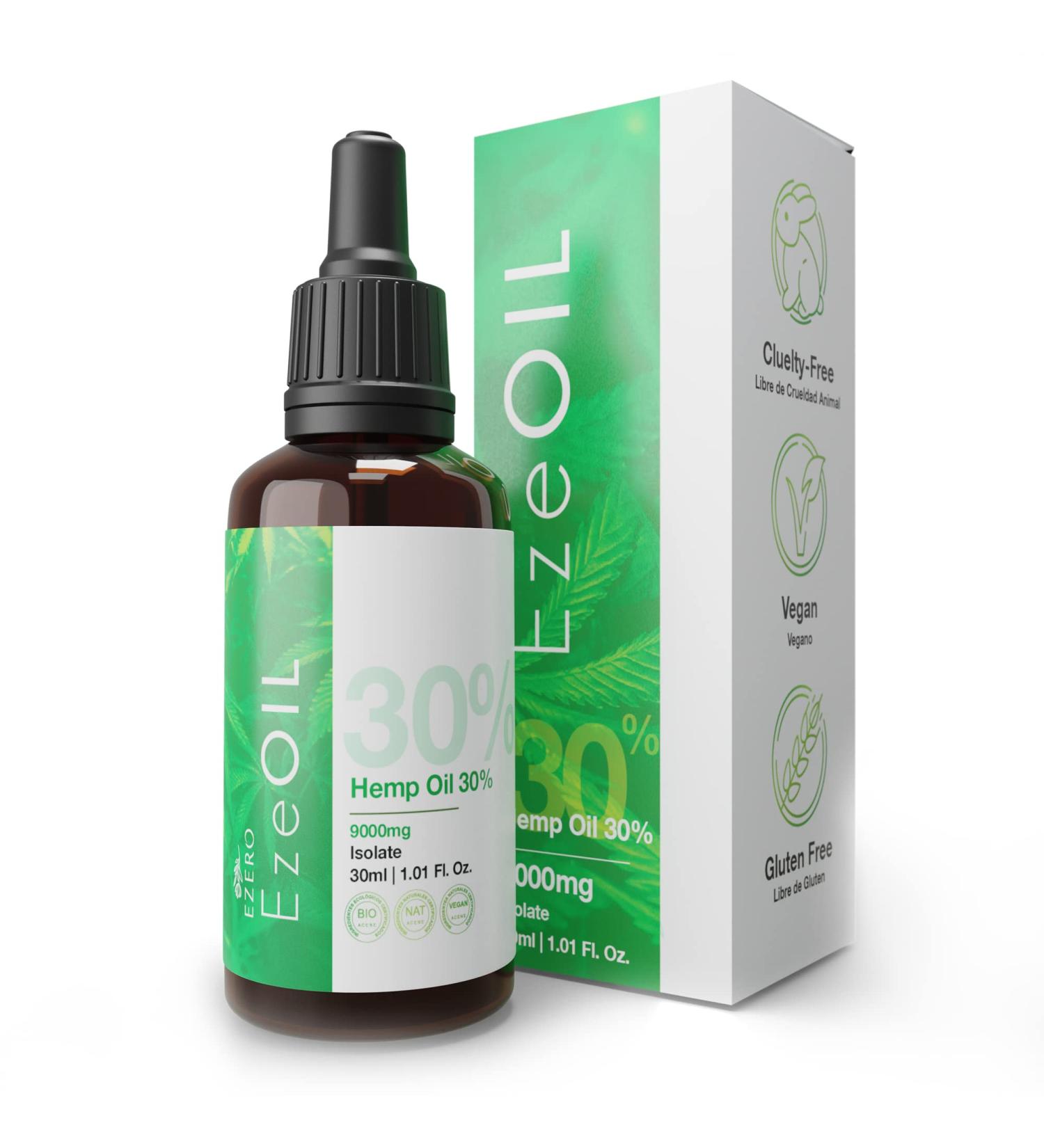  Ezero Ezero Cbd Oil 30% Premium 9000 Mg Pure Organic Cbd Oil Cbd Oil Organic Hemp Oil Cdb Oil Certified Organic Natural and Vegan 30 ml - Buy Online on GoSupps.com