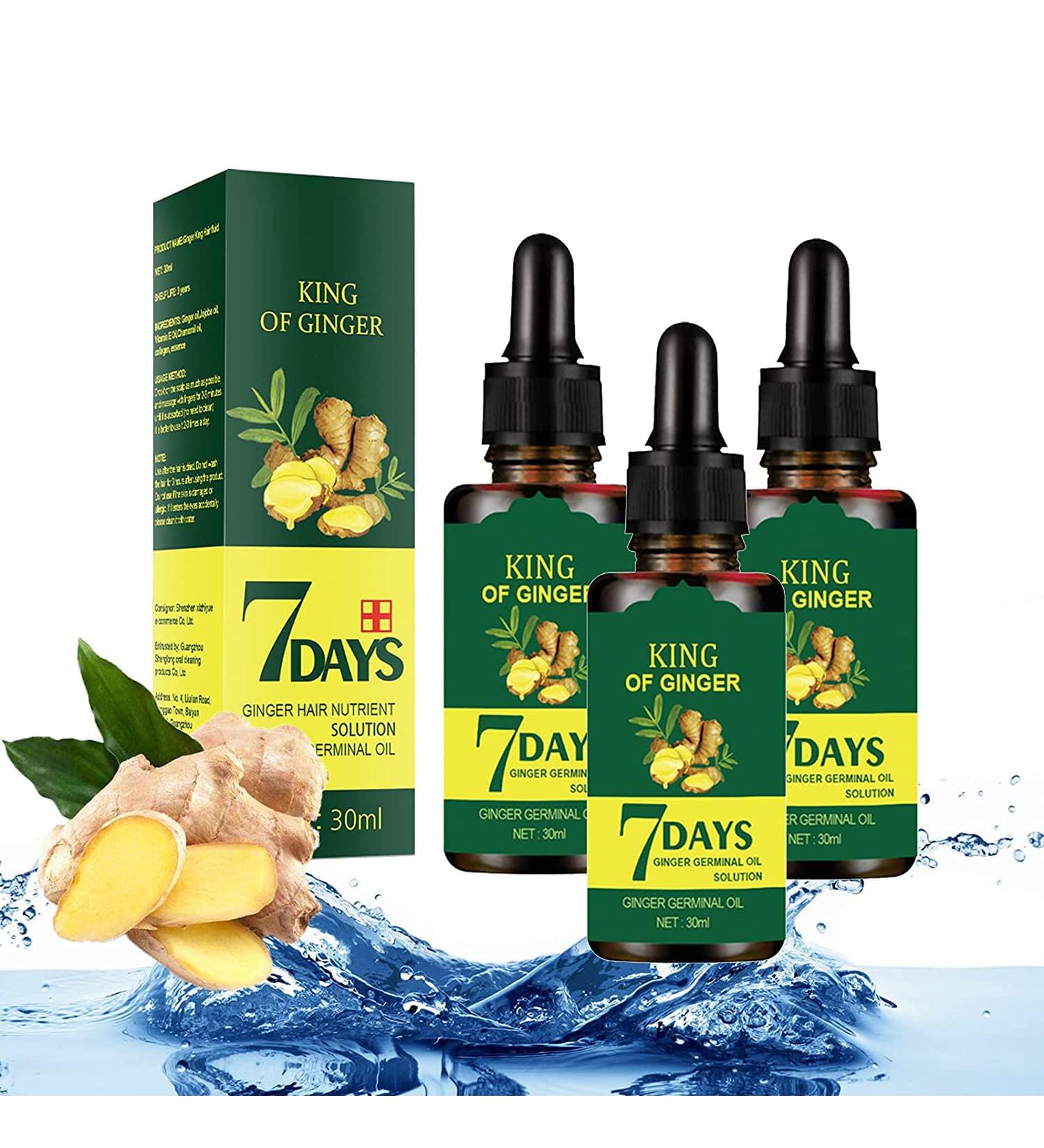 Ginger Hair Growth Germinal Oil 30ML (3pcs) - Regrow Hair in 7 Days | Nourishing Serum for Hair Roots - Buy Online on GoSupps.com