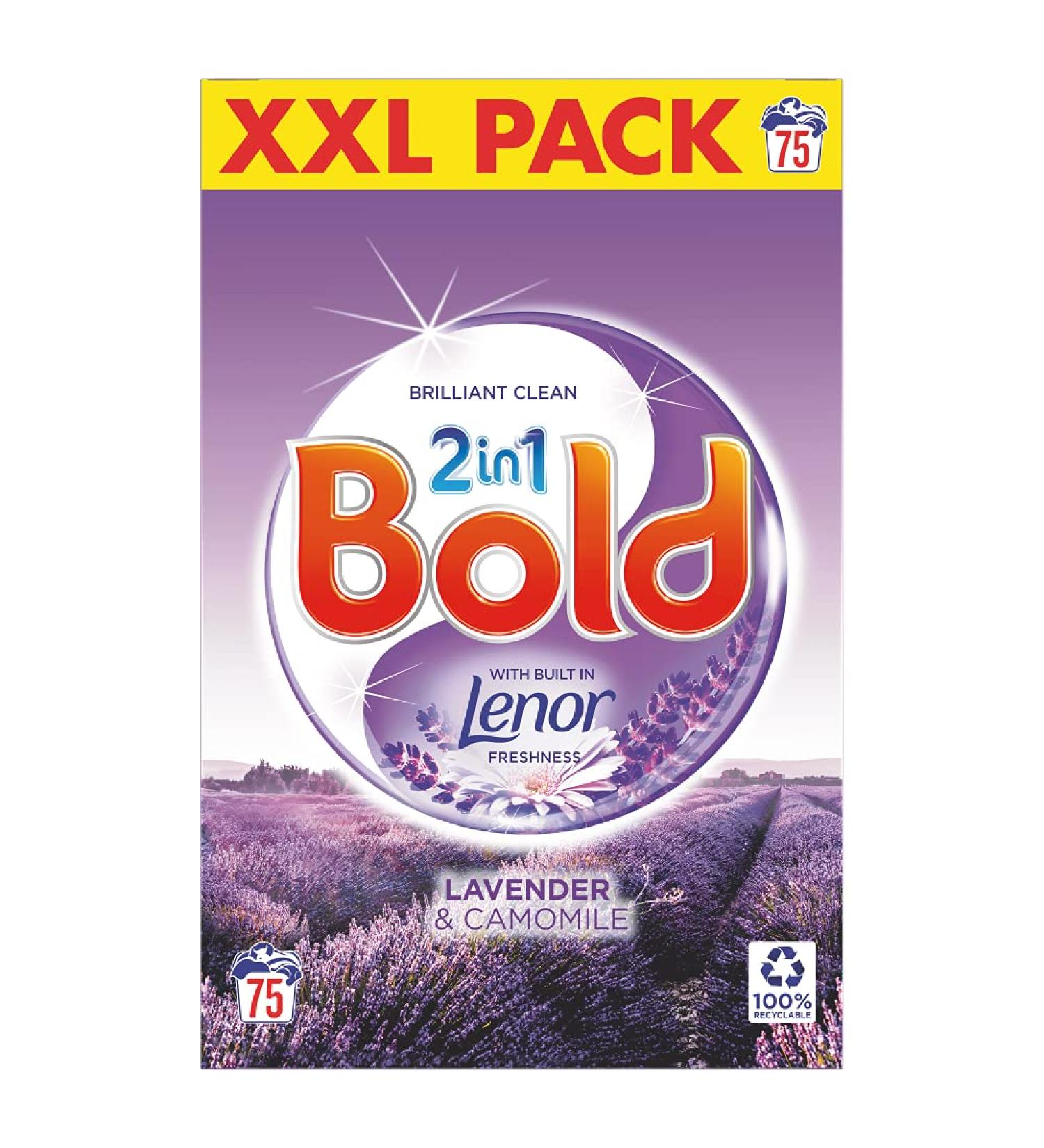 Bold 2in1 Washing Powder Lavender & Camomile 75 Washes Lavender 4.8 kg (Pack of 1)