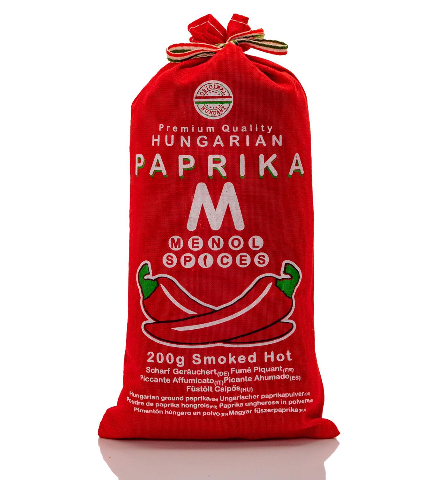 Menol Spices Authentic Hungarian Smoked Hot Paprika Powder 7oz | Premium Gourmet Quality from Szeged, Hungary - Buy Online on GoSupps.com