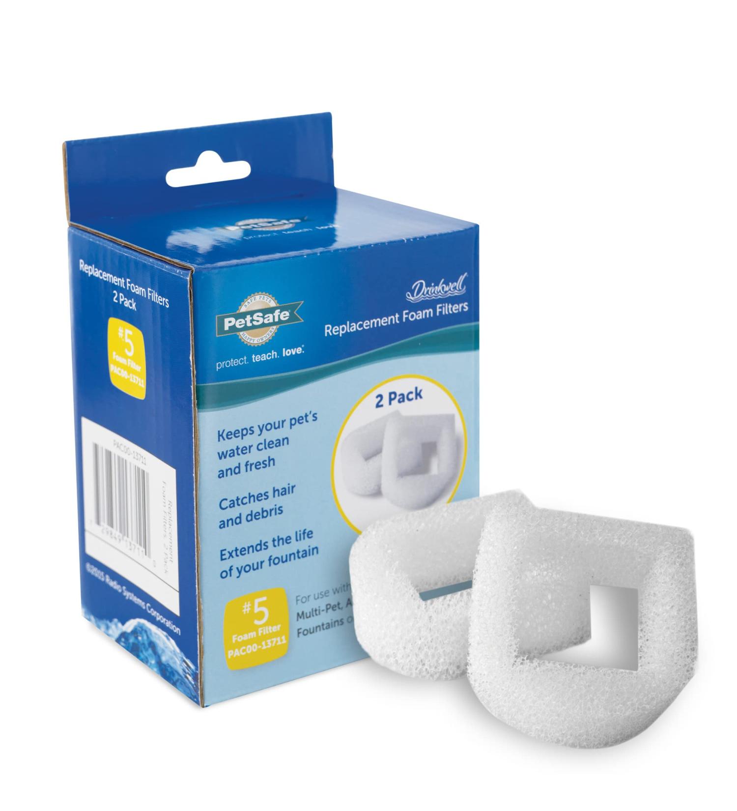 PetSafe Drinkwell Replacement Foam Filters Compatible with PetSafe Ceramic and Stainless Steel Pet Fountains  for Water Dispensers  2 Count Pack - PAC00-13711  white - Buy Online on GoSupps.com