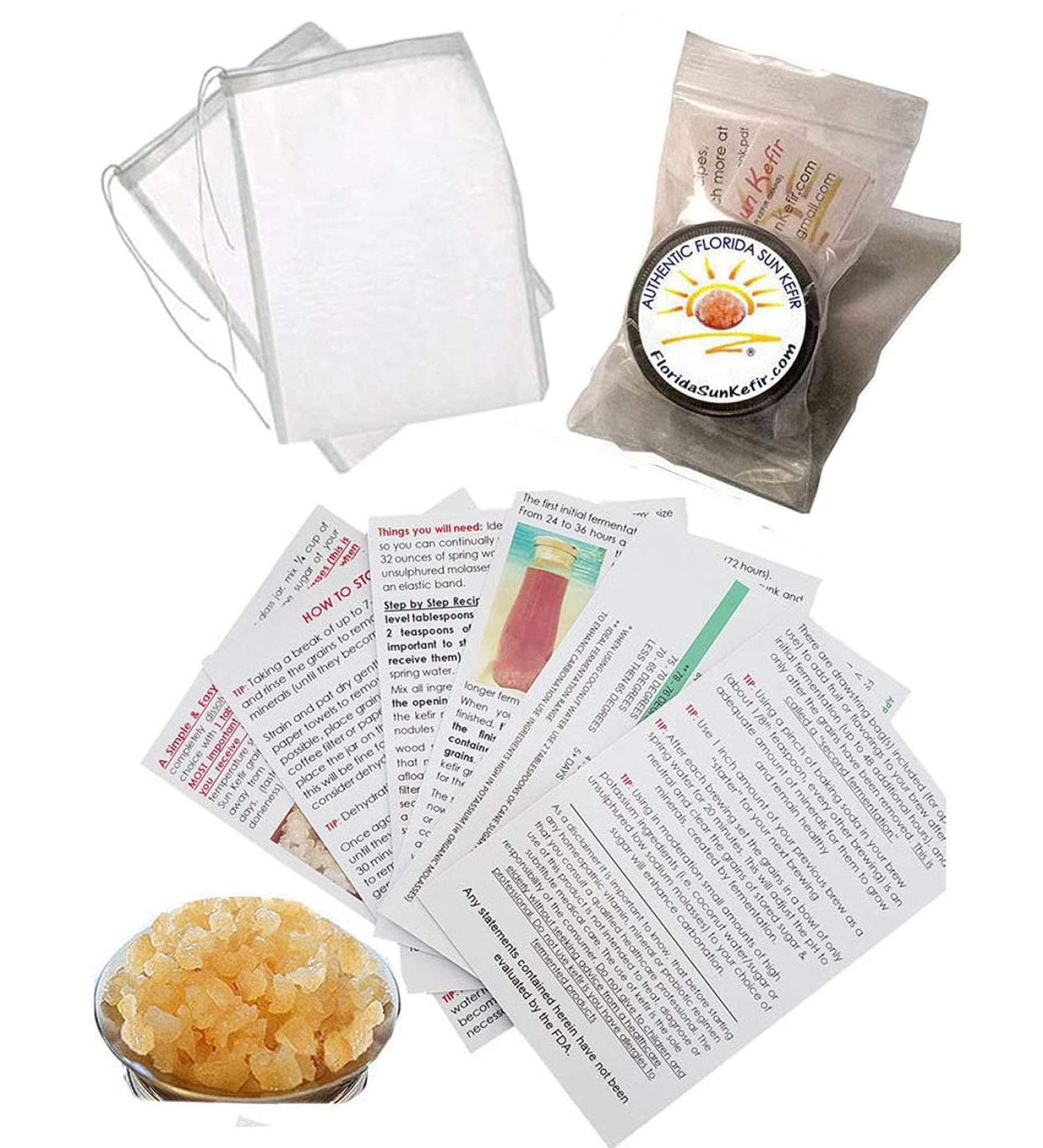 Florida Sun Kefir Generous Portion Cup with 33% More Original Water Kefir Grains | Includes 2 Brewing Bags - Buy Online on GoSupps.com