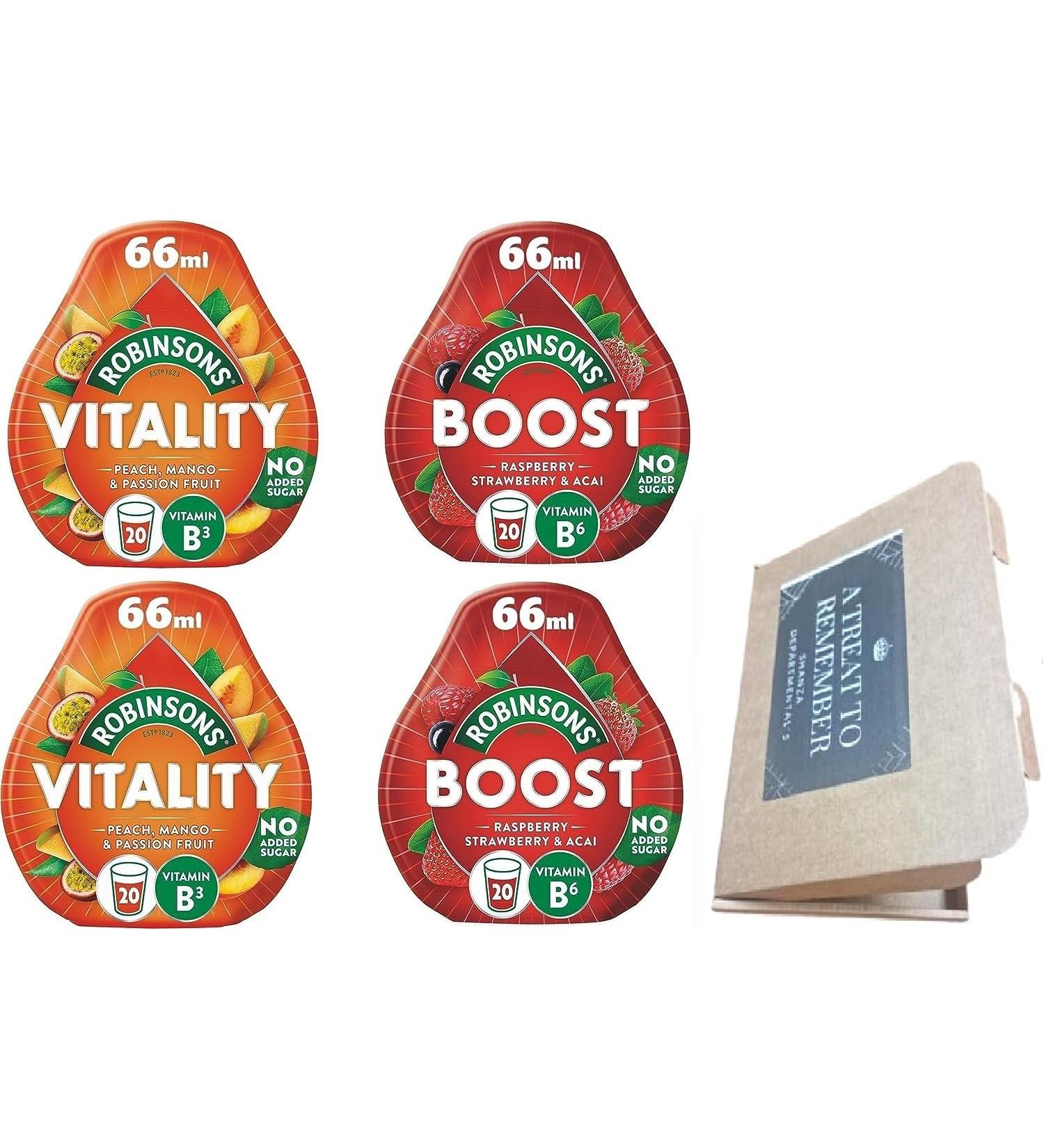 Robinsons 2x Vitality Peach Mango & Passion Fruit +2x Boost Benefit Drops Raspberry Strawberry & Acai with Vitamin B6 | By SHANZA DEPARTMENTALS - Buy Online on GoSupps.com