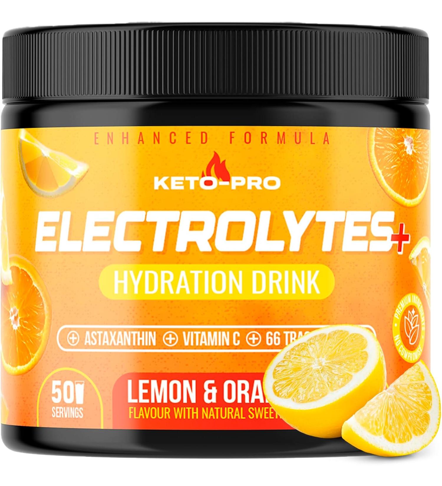Keto-Pro Keto Electrolytes 250g - Lemon Orange Flavour | Support Keto Fasting, Health & Fitness - Buy Online on GoSupps.com