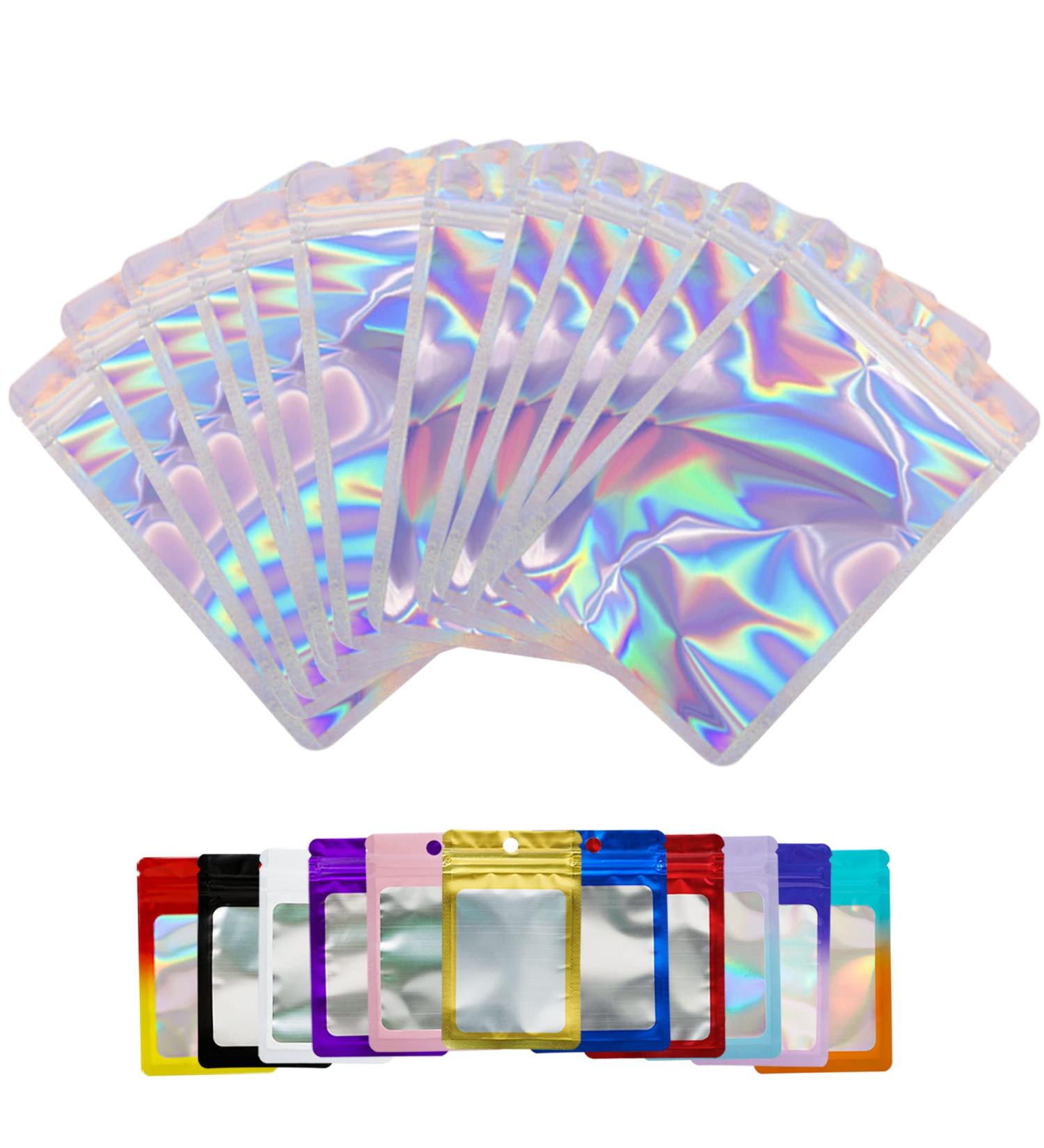 100 Pieces Holographic Resealable Mylar Holographic Ziplock Bags Food Storage Smell Proof Bags with Front Window Packaging Pouch for Cookies Sample Jewelry Snack 4.73 * 7.88 inches 4.73*7.88 inches Holographic - Buy Online on GoSupps.com