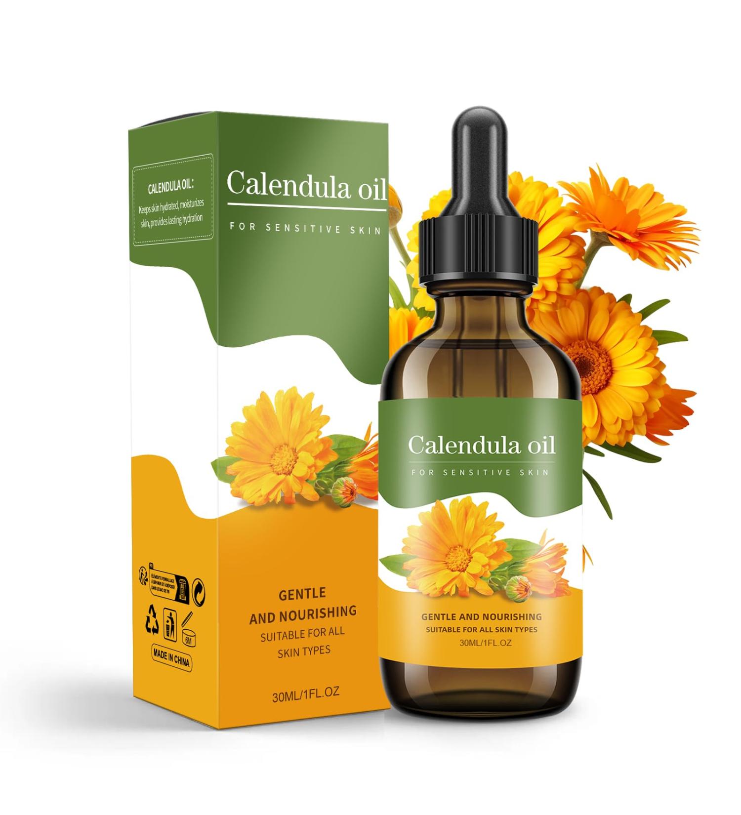 Calendula Oil - 100% Natural Calendula Oil for Anti-Aging Moisturizing Wrinkle Reduction & Skin Firming - for Hair Skin Face Scalp & Body Massage (1 Fl Oz) - Buy Online on GoSupps.com