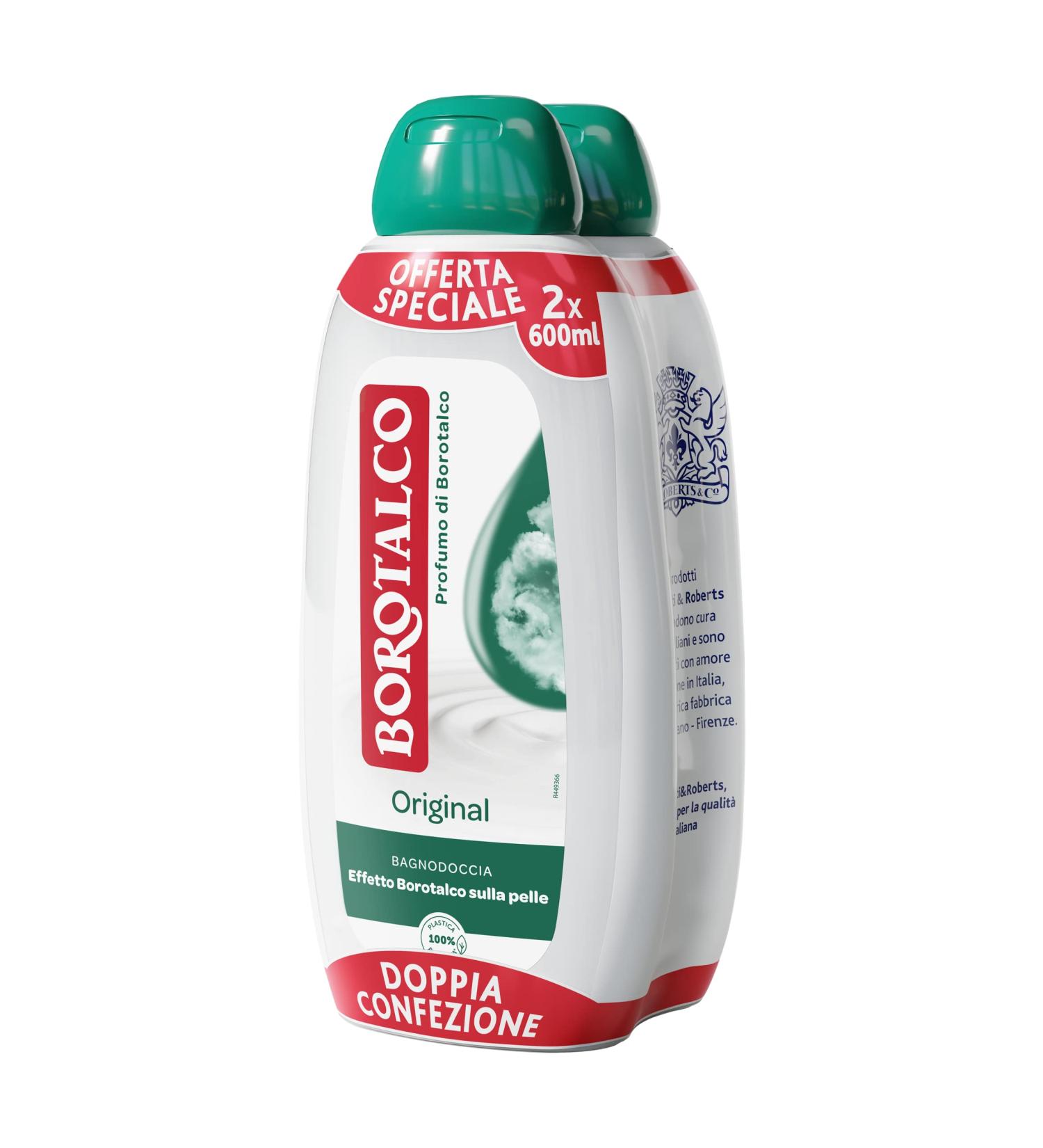  Borotalco Borotalco Original Shower Gel Wet Body Wash with Borotalco fragrance formula with moisturizing agents Borotalcohol effect on the skin dermatologically tested 2 x 600ml bottles - Buy Online on GoSupps.com