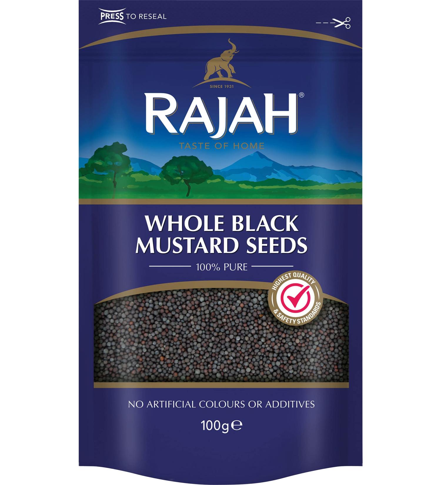 Rajah Whole Black Mustard Seeds 100g - Black Rai Seeds for Cooking | Pack of 1 - Buy Online on GoSupps.com