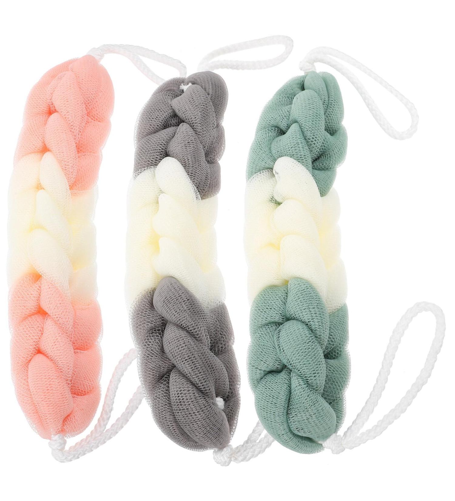 FRCOLOR 3pcs Bath Shower Loofahs - Long Exfoliating Sponges Body Scrubber for Women & Men | Ideal for Relaxing Spa Experience - Buy Online on GoSupps.com