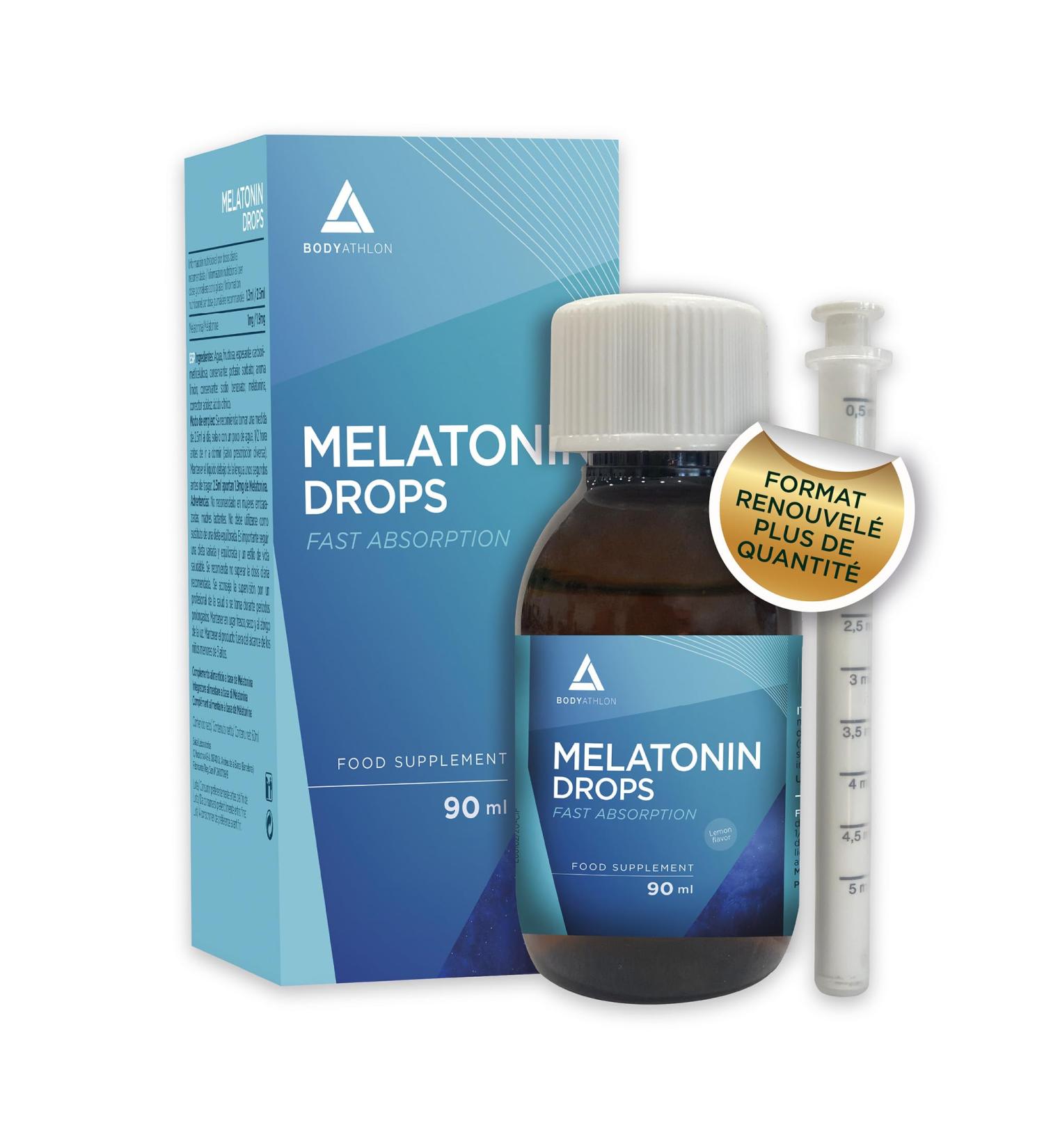 Melatonin Strong Liquid 1.9mg- 90ml for 36 Nights - Prevents Insomnia - Fast and Long-Lasting Sleep - Deep Sleep - Jet Lag- Easy Dosage - Bodyathlon - Buy Online on GoSupps.com