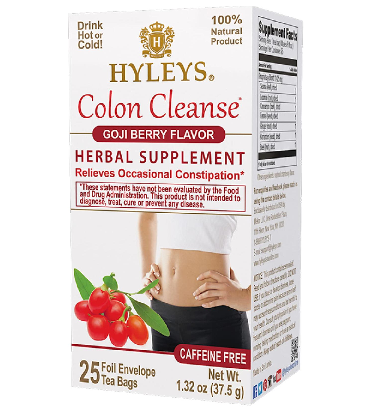HYLEYS Tea Wellness Colon Cleanse Goji Berry - 25 Tea Bags  1 Pack Goji Berry 25 Count (Pack of 1) - Buy Online on GoSupps.com