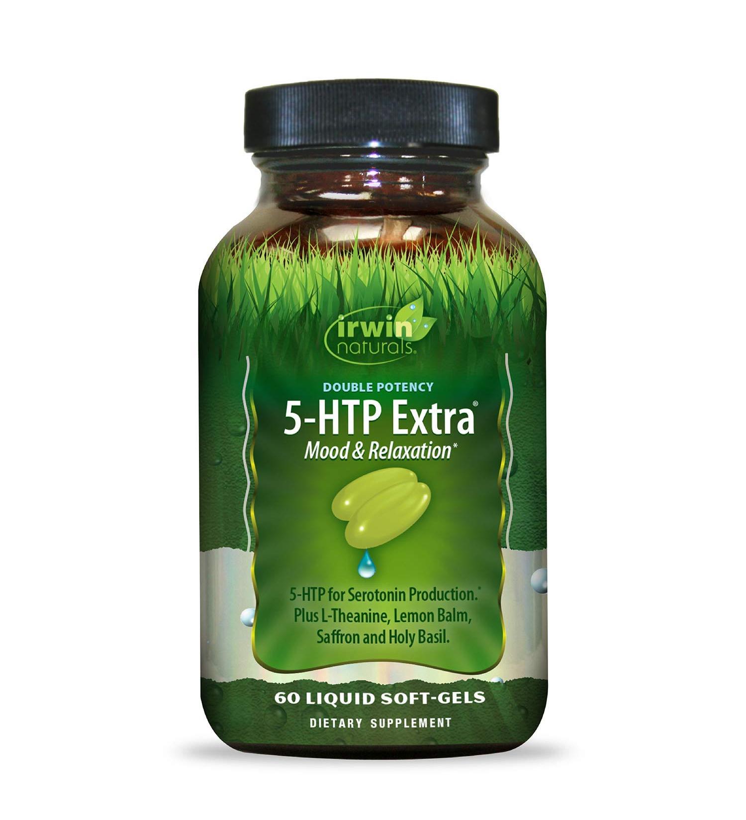 Irwin Naturals Double Potency 5-HTP Extra 60 Liquid Soft-Gels - Mood Support & Stress Relief - Buy Online on GoSupps.com