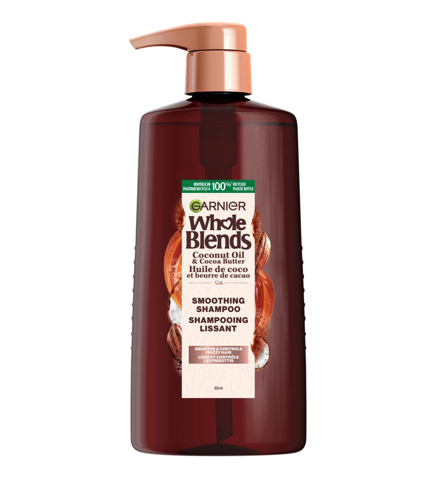 Garnier Whole Blends Smoothing Shampoo for Frizzy Hair with Coconut Oil and Cocoa Butter Extract Paraben-Free 828ml Shampoo 828 ml (Pack of 1) - Buy Online on GoSupps.com