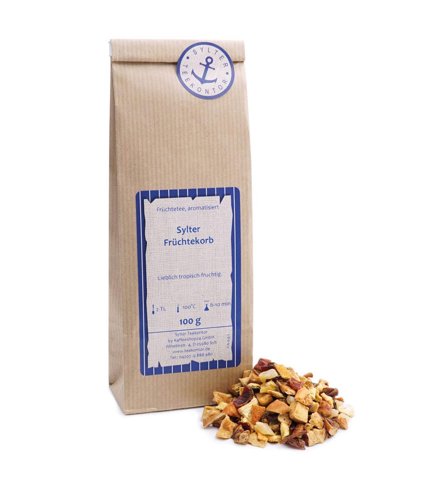  Sylter Teekontor Loose fruit teapot with apple orange rosehip peach and pineapple fruits 500g - Buy Online on GoSupps.com