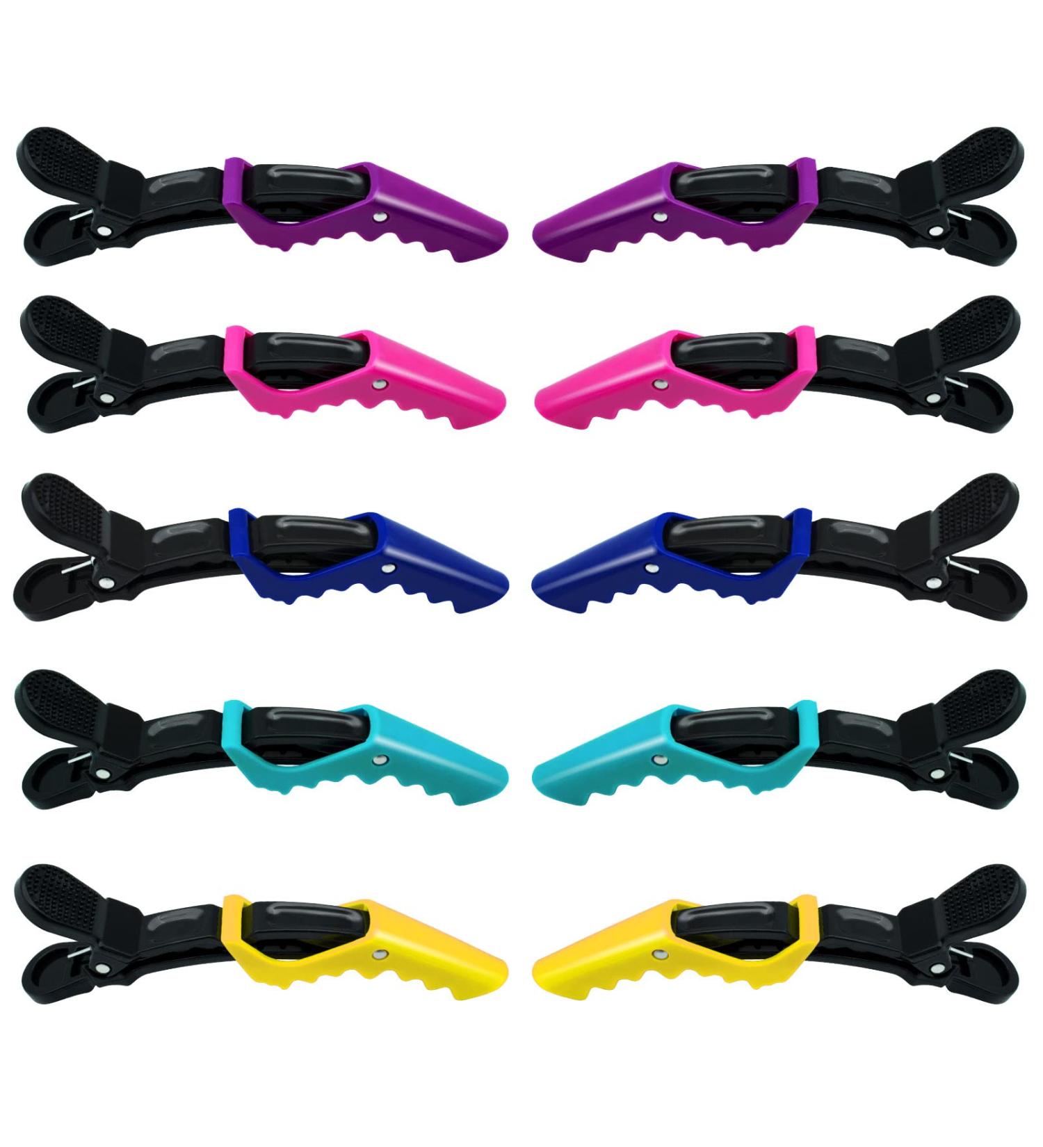 10-Pack Salon Alligator Hair Clips - Non-Slip Plastic Gator Clips for Styling - Durable & Colorful - Buy Online on GoSupps.com
