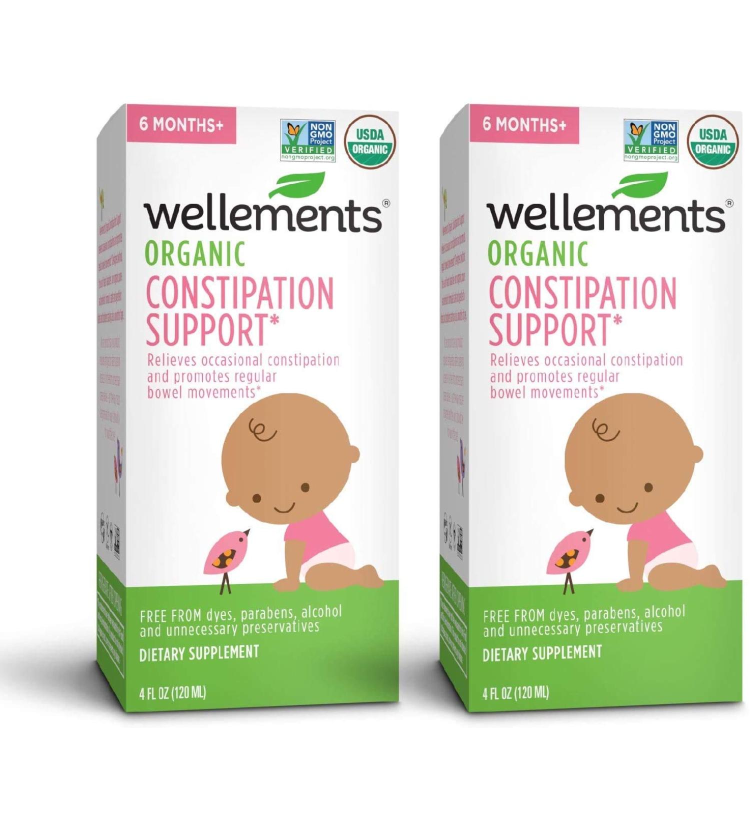 Wellements Organic Baby Constipation Support - Dye & Preservative Free, 8 Fl Oz (Pack of 2) - Buy Online on GoSupps.com