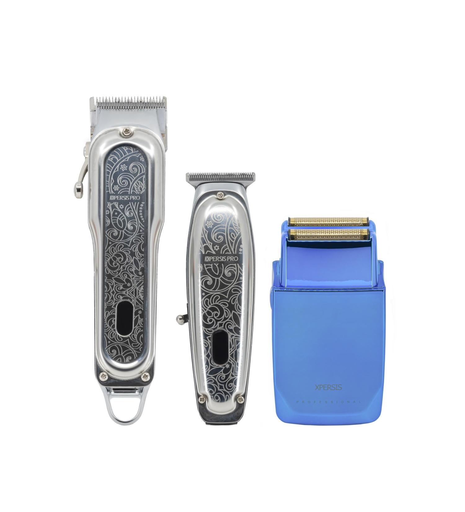 XPERSIS PRO Cordless Hair Clipper + Hair Trimmer for Mens and Barbers +Shaver with Sharp Blades Cord/Cordless Electric Razor for Mens Silver & Blue - Buy Online on GoSupps.com