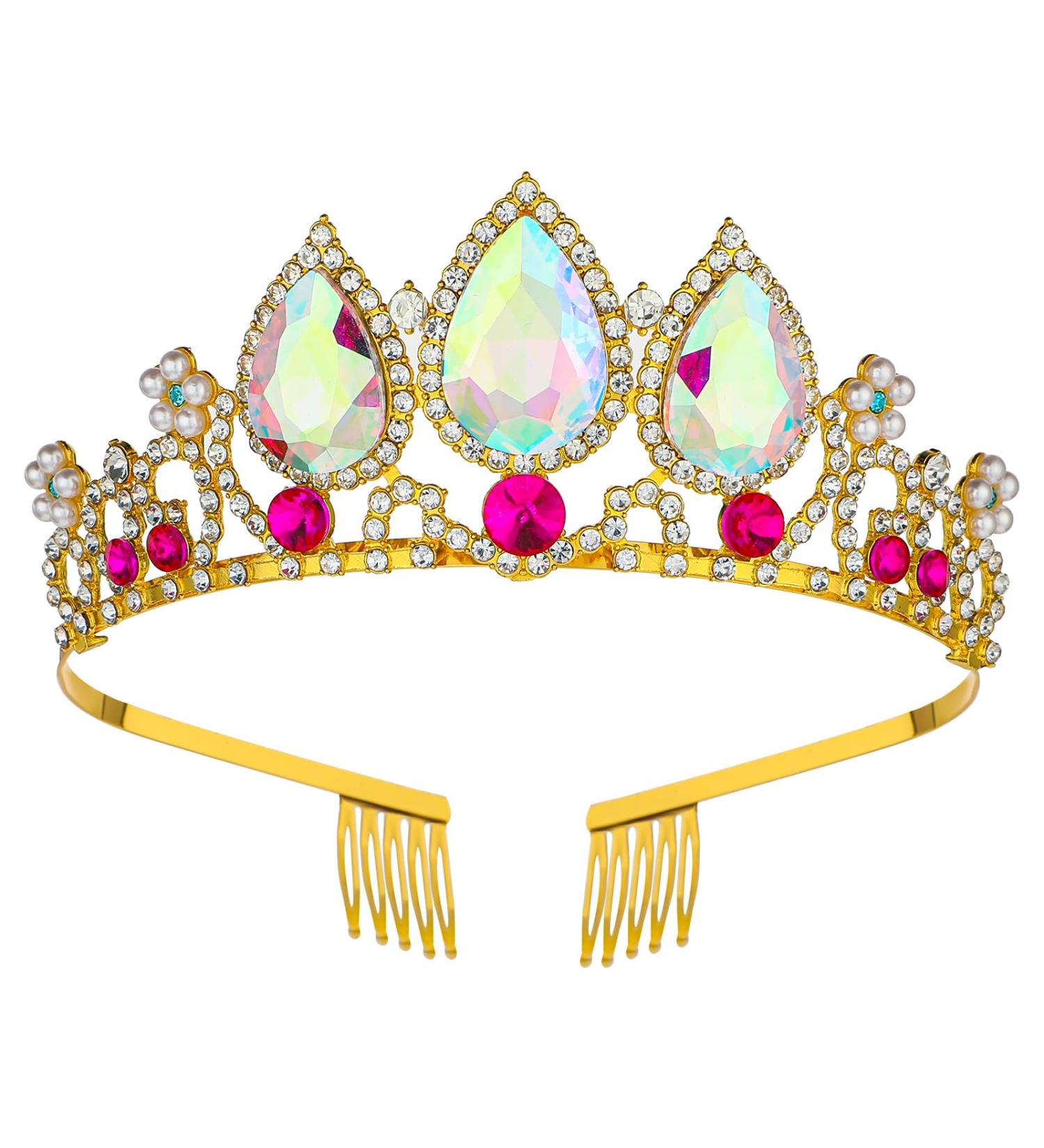 Sibba Tiaras Crowns Glitter Headband Crystal Hairband Princess Head Band Beautiful Diamonds Queen Hair Accessories Fit Women Party Take Photos Decorations Birthday (Gold) - Buy Online on GoSupps.com