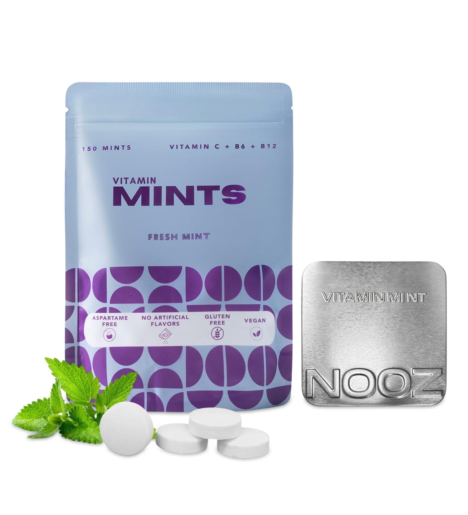 NOOZ Vitamin Mints - Immunity & Vitality - Refreshing Mint Flavor | Sugar-Free, Vitality-Boosting Supplements for Fatigue Reduction & Wellness - Non-GMO, 150 Mints Refill Bag Fresh Mint 150 Count (Pack of 1) - Buy Online on GoSupps.com