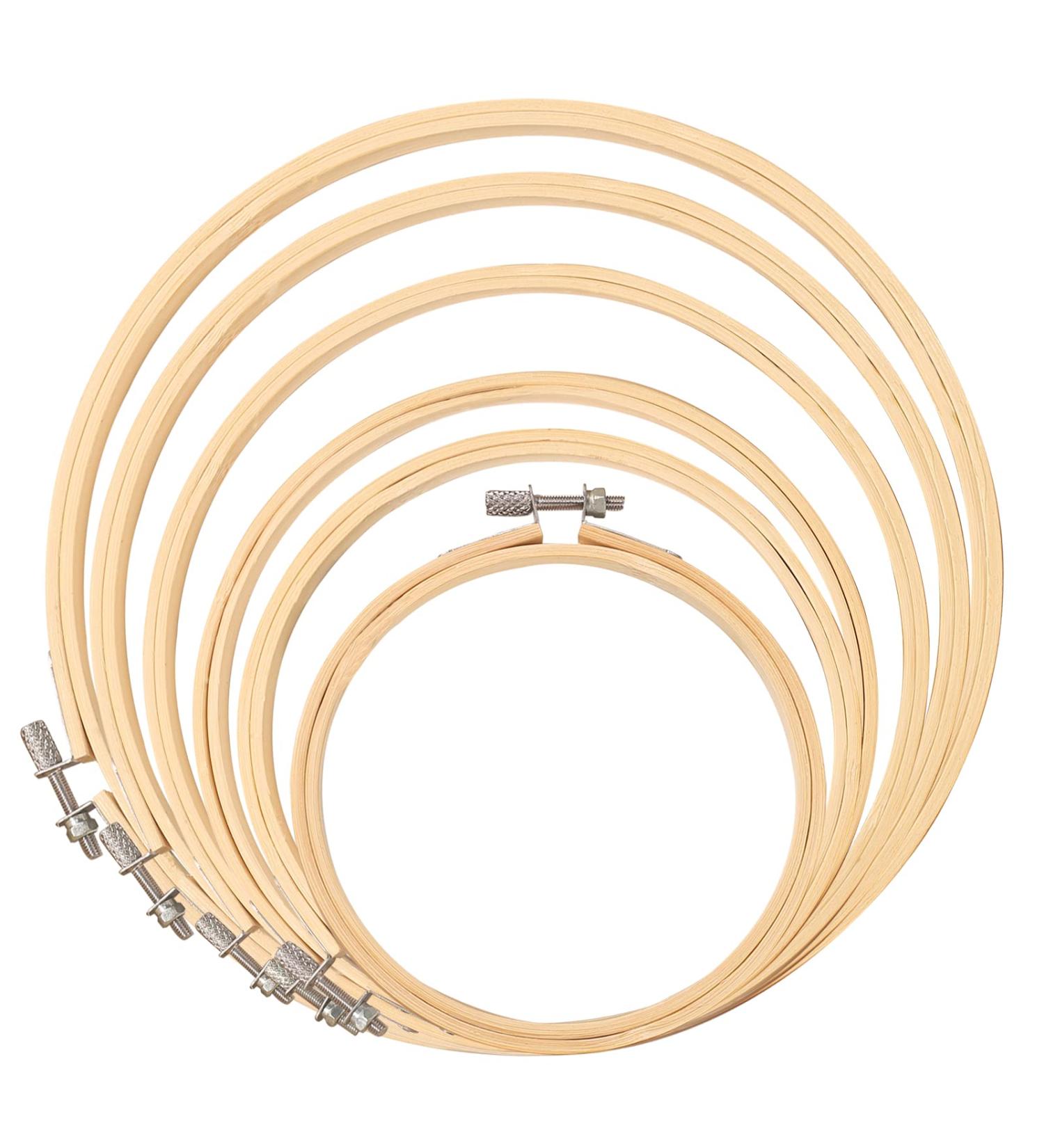 Bamboo Embroidery Hoops Set - 6PCS Circle Cross Stitch Rings for Holiday Ornaments & DIY Crafts - Sizes 4.7 to 10.6 - Handcrafted Sewing Accessories - Buy Online on GoSupps.com
