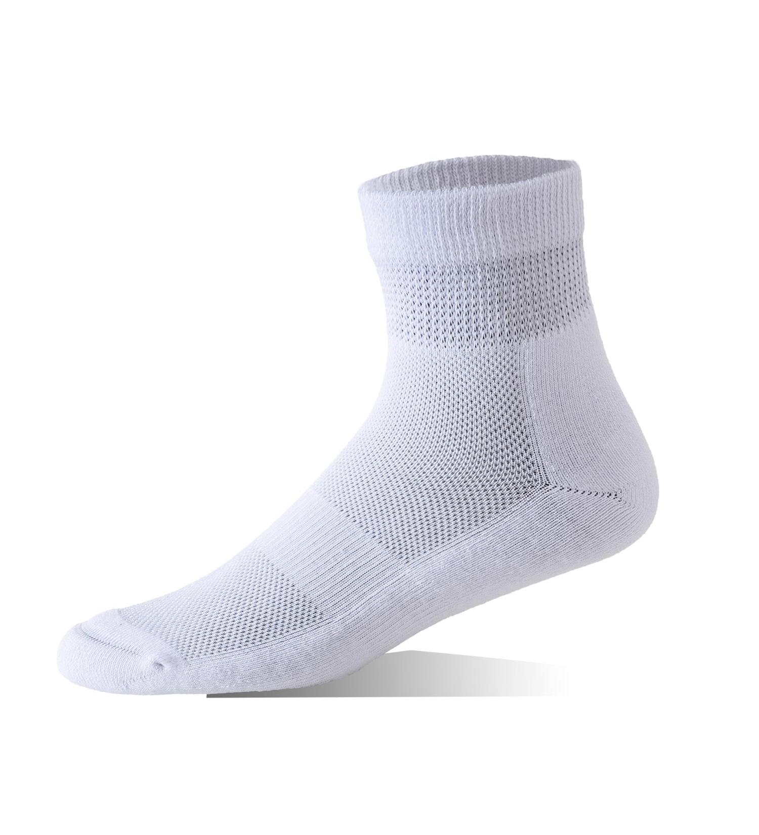 Yomandamor Men's Diabetic Cotton Ankle Socks (5-Pair) with Arch Support - Size 10-13 White - Comfort & Health for Diabetes - Buy Online on GoSupps.com