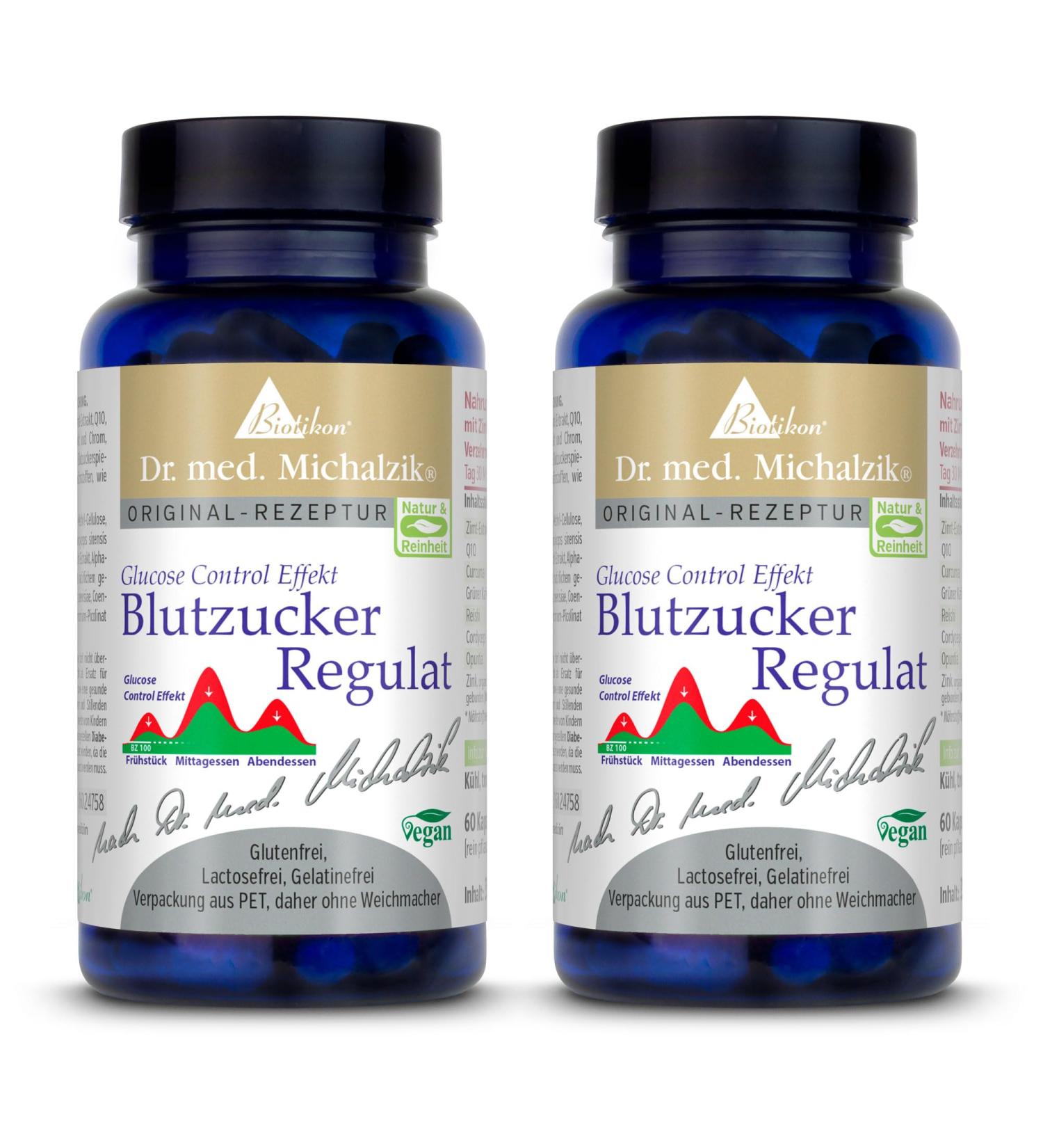  Biotikon 120 Regulat Blood Sugar Capsules Dr. med. Michalzik - Each capsule contains 780 mg of blood sugar - Regulat Special Formula - Additive-Free - By BIOTIKON  - Buy Online on GoSupps.com