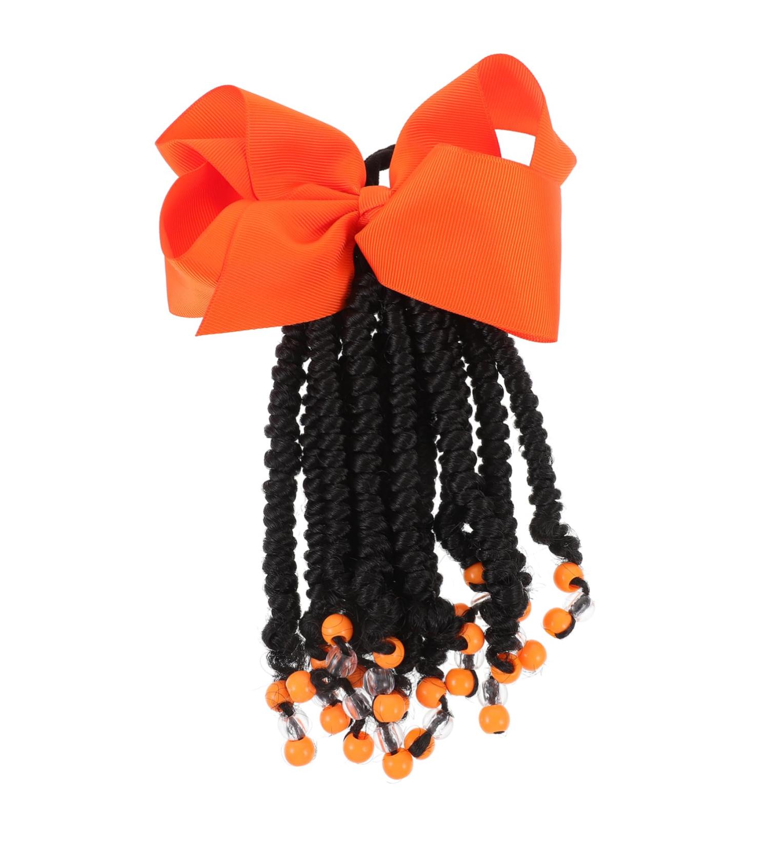 KONTONTY Ponytail Beads and Dreadlocks Synthetic Hairpiece Bow Braid Wig Women Braided Hair Extensions Beaded Braided Ponytail Colorful Hair Extension Women Hair Extension Hair for Braiding 21.00X14.00X2.00CM Orange - Buy Online on GoSupps.com