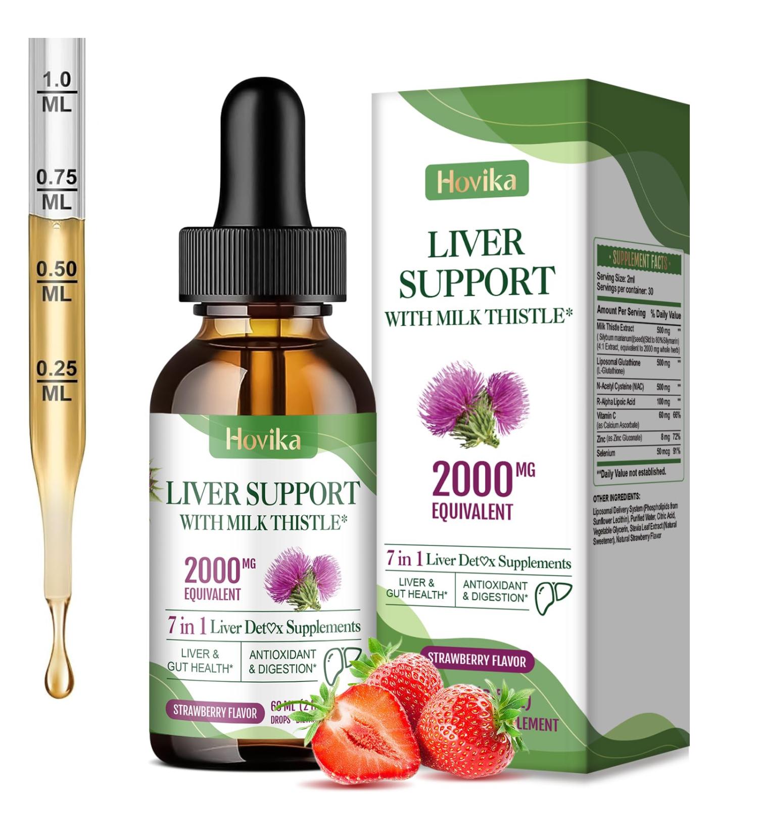 Liver Cleanse Detox & Repair Liver Support Milk Thistle Drops with Glutathione, NAC, ALA, Vitamin C, Zinc & Selenium for Liver Cleanse & Defense, Immune & Skin Support - Strawberry Flavor, 2 Fl Oz Strawberry 1 Fl Oz (Pack o  - Buy Online on GoSupps.com