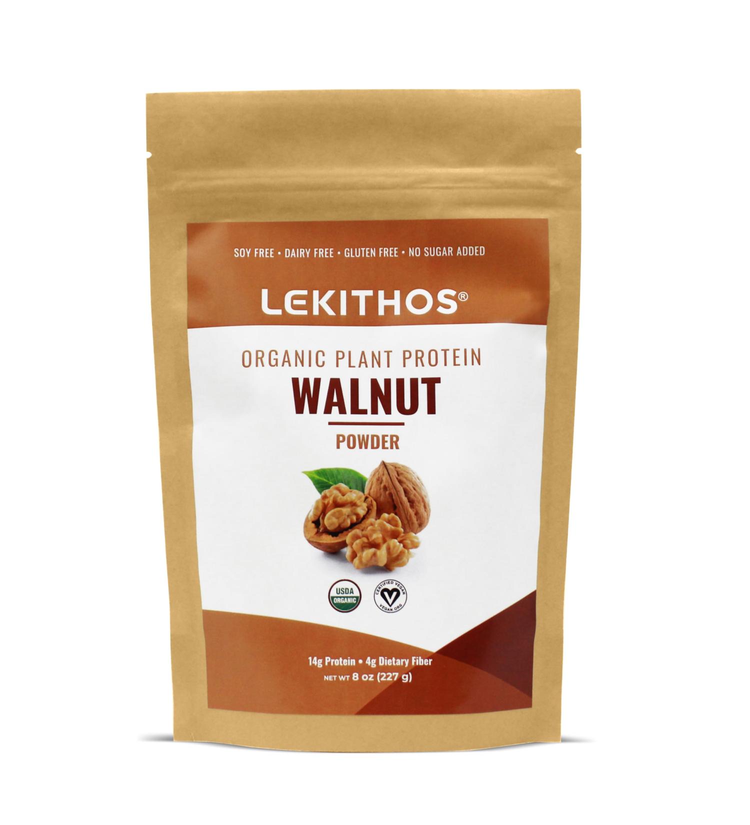 Lekithos Organic Walnut Protein Powder - Non-GMO 8oz - Pure Single Ingredient for Healthier Living - International Shipping Available - Buy Online on GoSupps.com