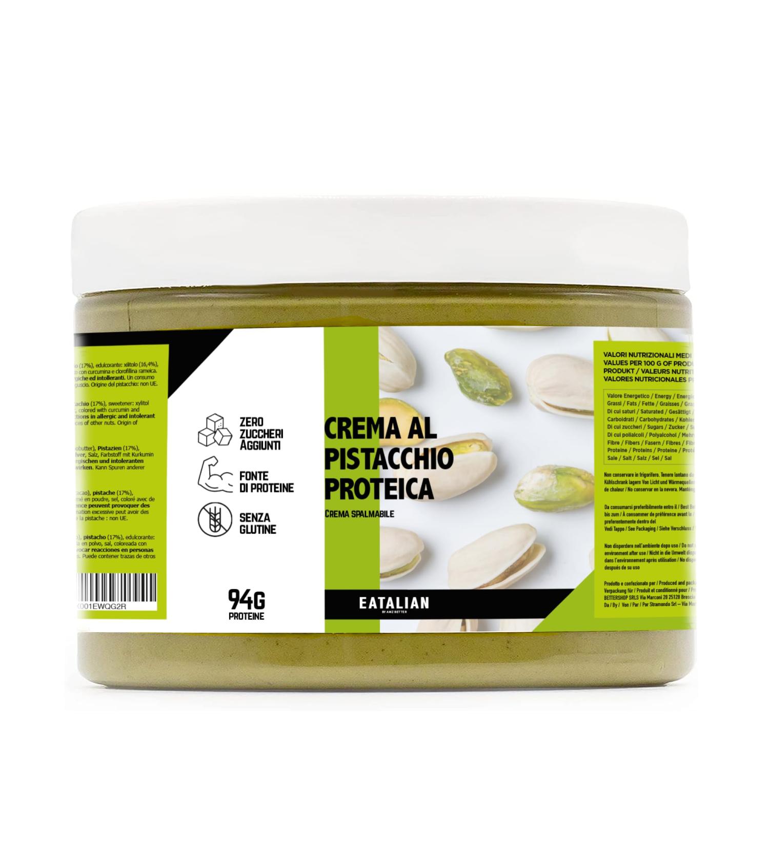 Eatalian by AMZ Better Pistachio Cream - Italian Spread & Protein 500g | Perfect for Bread & Cake Filling - Buy Online on GoSupps.com
