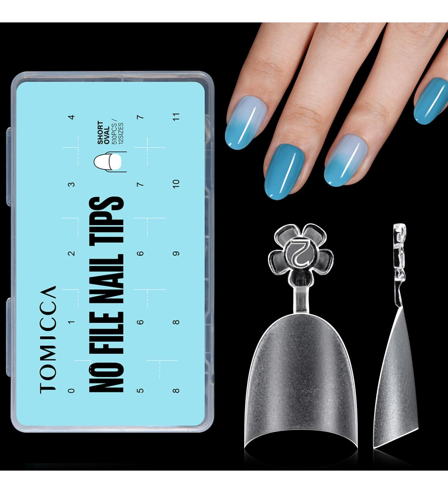 510pcs TOMICCA Short Oval French False Nail Tips - Natural Matte Acrylic Extensions for Salon Nails | 15 Sizes - Buy Online on GoSupps.com