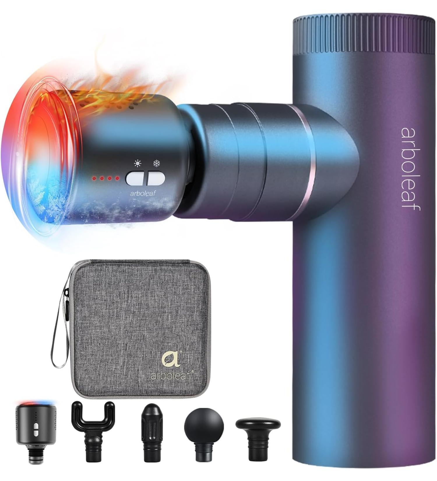 arboleaf Thermacool Massage Gun Deep Tissue with Heat and Cold Head FSA HSA Eligible Items Full-Metal Electric Portable Hand Held Massager Gun for Back Body Sore Muscles - Gray With Heat and Cold Head - Buy Online on GoSupps.com