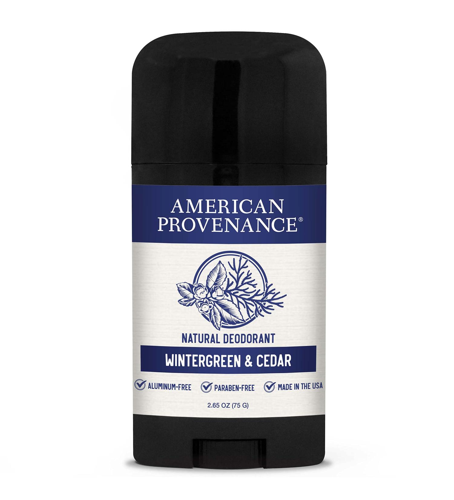 American Provenance All-Natural Men's Deodorant - Aluminum Free, Essential Oils, Long-Lasting, Made in USA - Wintergreen & Cedar - Buy Online on GoSupps.com
