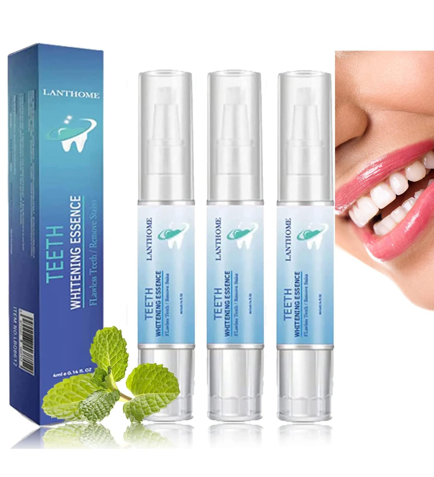 LANTHOME Teeth Whitening Kit - 3Pcs Essence, Pen, Deluxe Set | Intensive Stain Removal and Yellowing Reduction | Oral Care Products - Buy Online on GoSupps.com