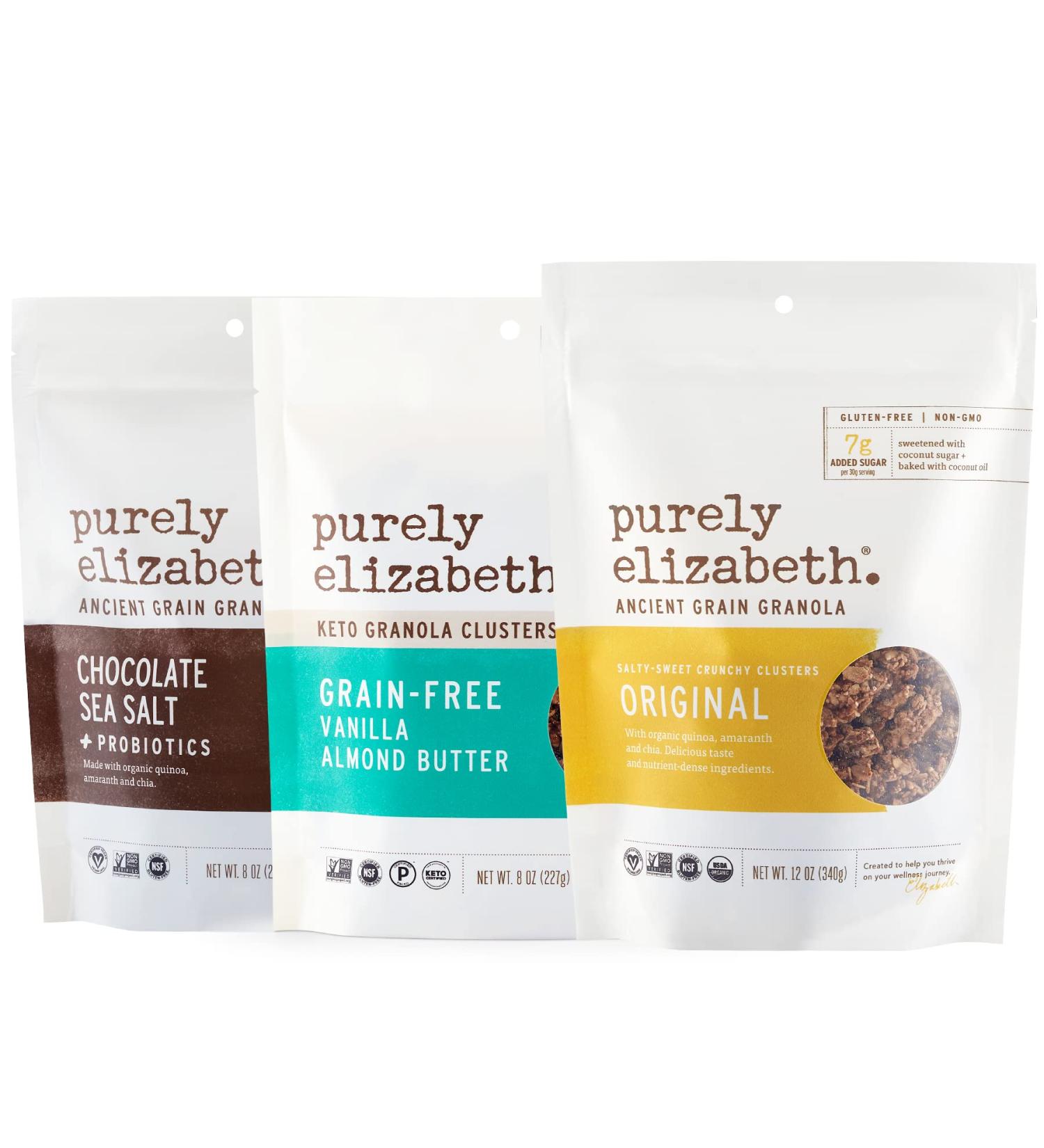Purely Elizabeth Gluten-Free Vegan Granola Variety Pack (3 ct) - Non-GMO | Healthy Snack - Buy Online on GoSupps.com