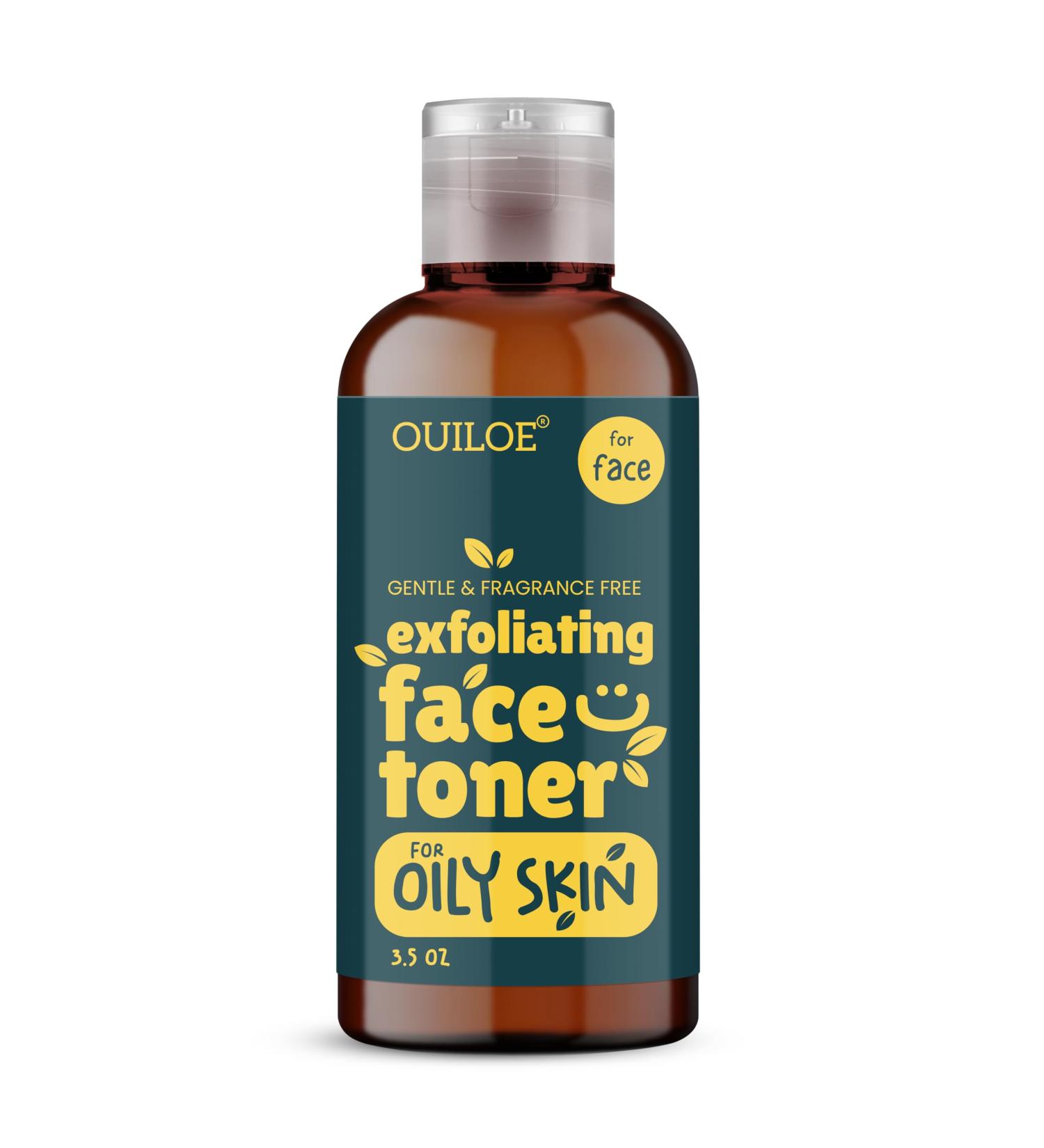 Face Toner for Oily Skin - Exfoliating Facial Toner for Women - Safe for Acne Prone and Sensitive Skin - Gentle Fragrance Free Non Comedogenic pH Balanced 3.52 oz by Ouiloe