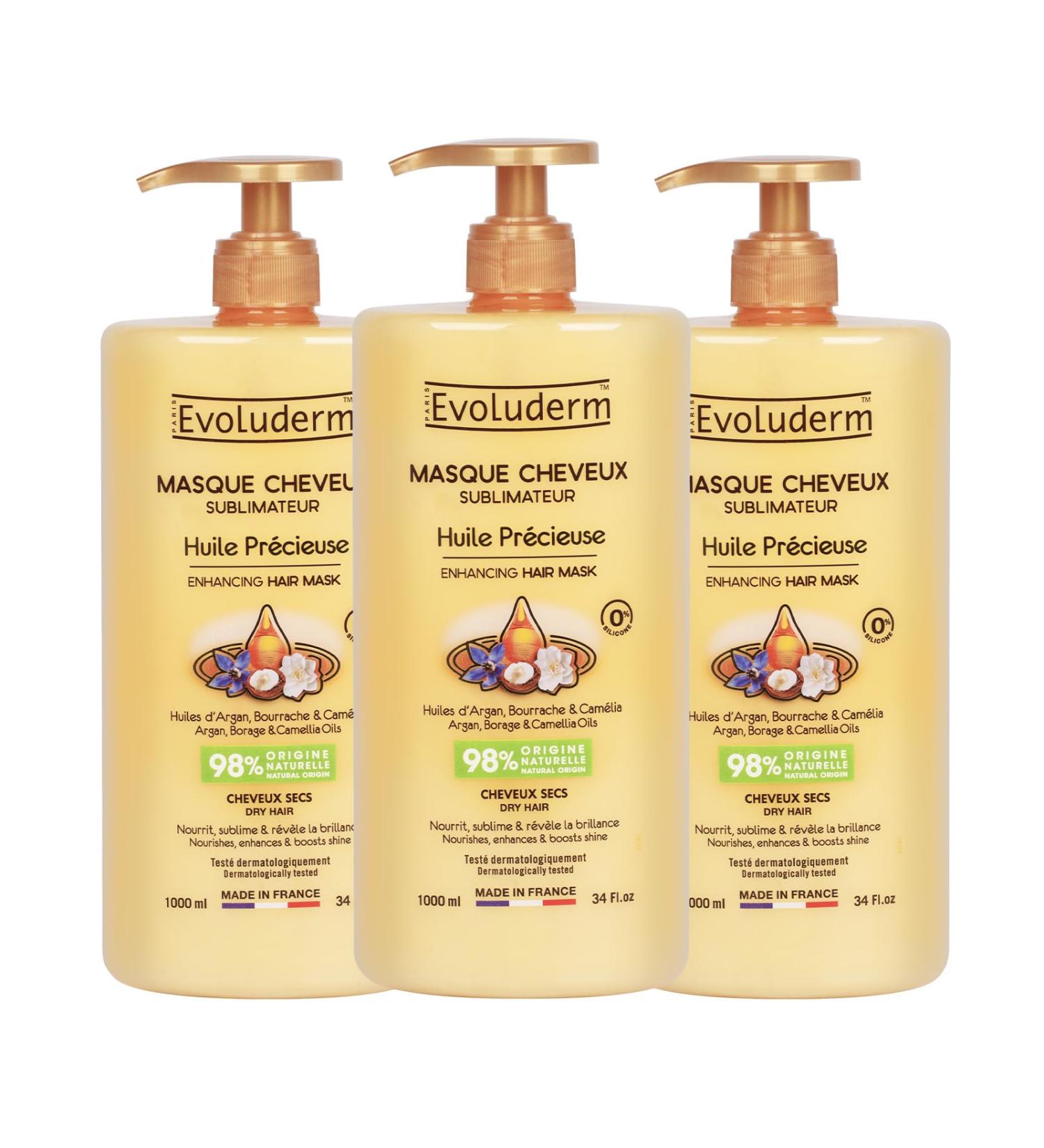  Evoluderm EVOLUDERM - Precious Oil Enhancing Shampoo - 1000ml - 96% Natural Origin - Made in France - Pack of 3 x 1000 ml - Buy Online on GoSupps.com