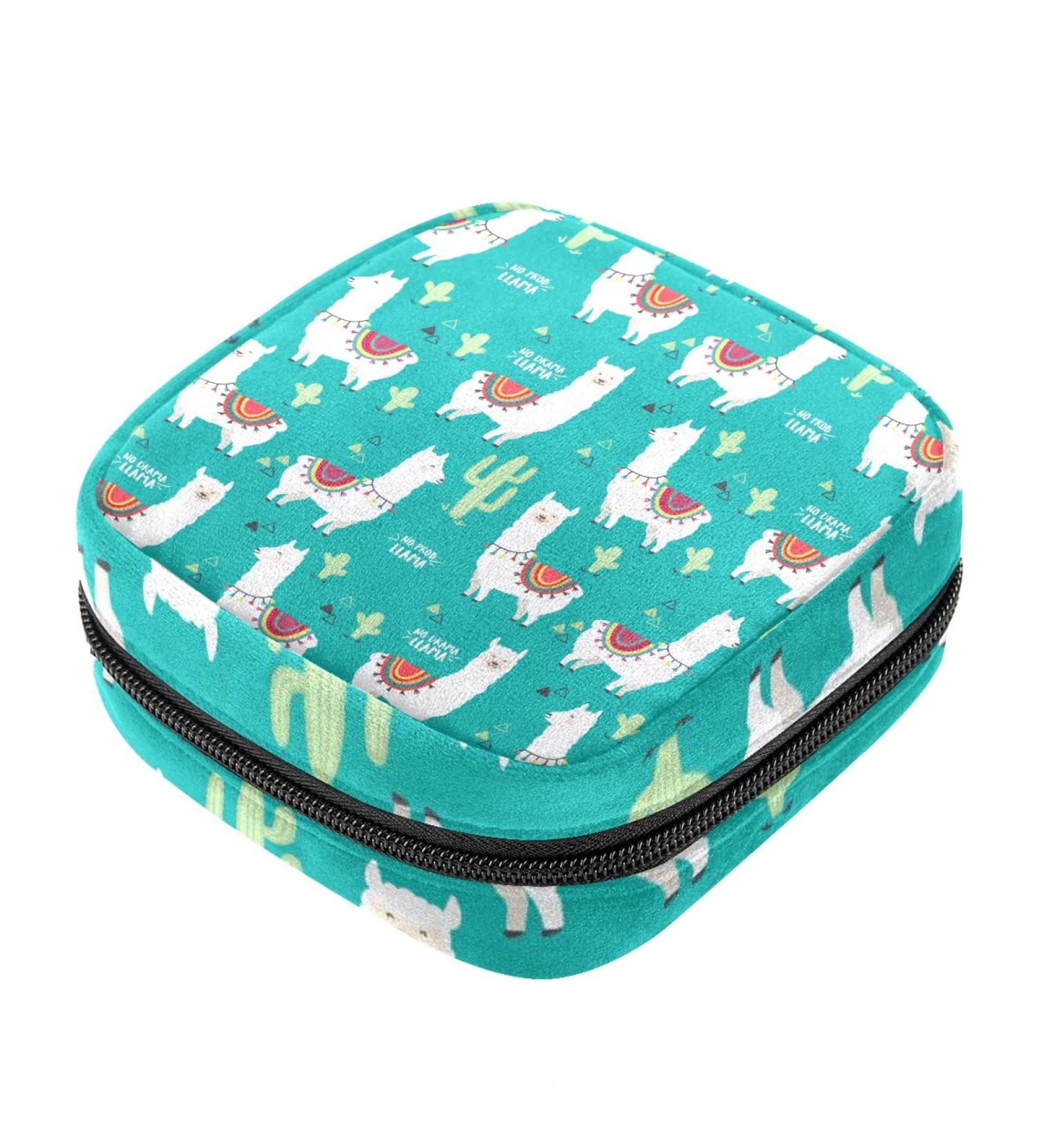 Alpaca Cactus Pattern Sanitary Napkin Storage Bag - Portable Menstrual Period Kit for Women, Teens, and Girls - Color 6 - Buy Online on GoSupps.com