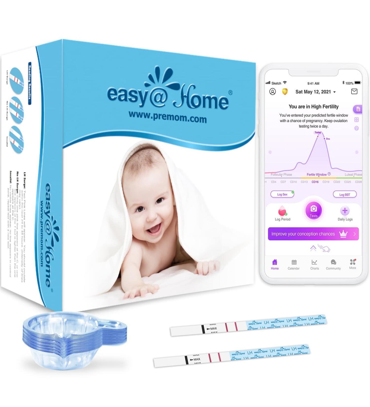 EasyHome Ovulation Predictor Kit - 50 LH Strips Fertility Monitor Test Strips - Accurate Fertility Test for Women - 5mm Width - 50 Count - Buy Online on GoSupps.com