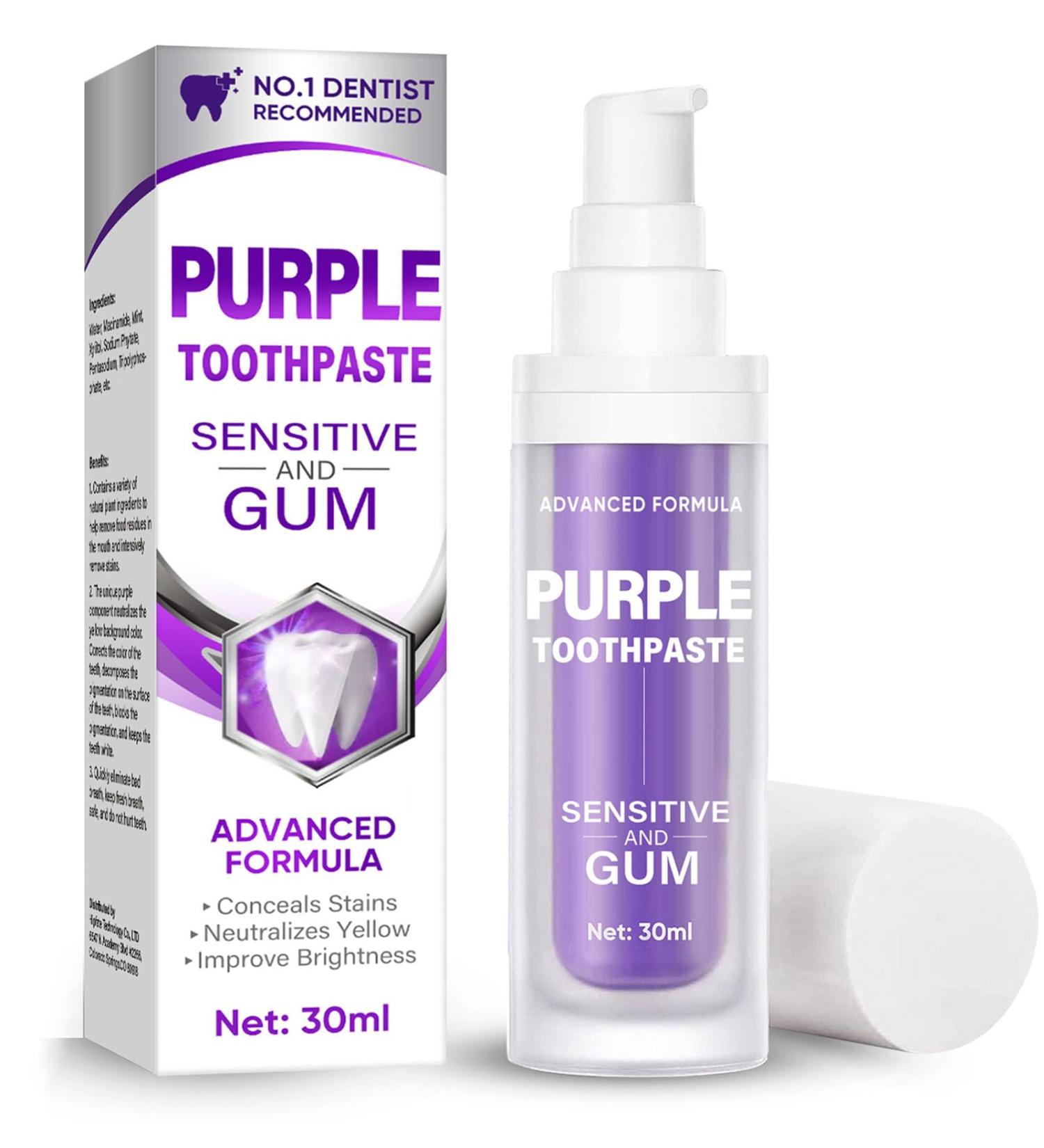 Purple Foam Whitening Toothpaste | Fast-Acting Teeth Whitening | Protects & Whitens | 1 fl.oz - Buy Online on GoSupps.com