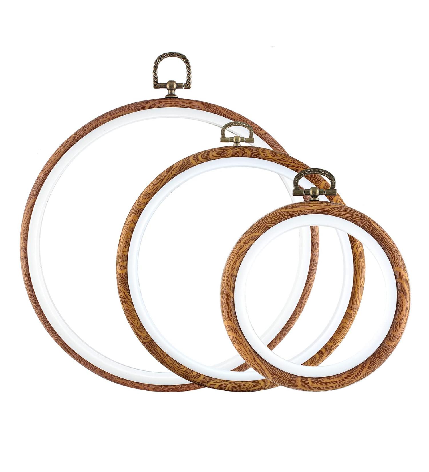 Piutouyar 3 Piece Round Embroidery Hoop Set - Imitated Wood Display Frames for Art, Craft, Sewing - Circle Cross Stitch Hoop Rings - Hanging Ornaments Decor - 4, 6.7, 8.4 Inches - Buy Online on GoSupps.com